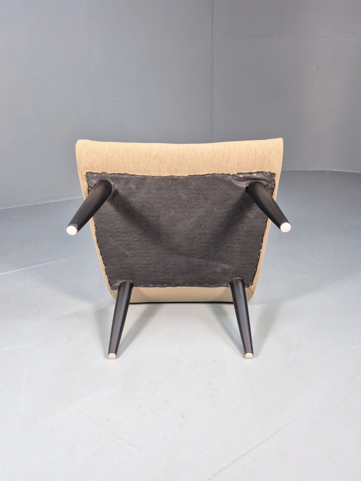 250.0 Vintage Scoop Chair Jens Risom Style Khaki Green Fabric Danish Eb9533 Mnor photo