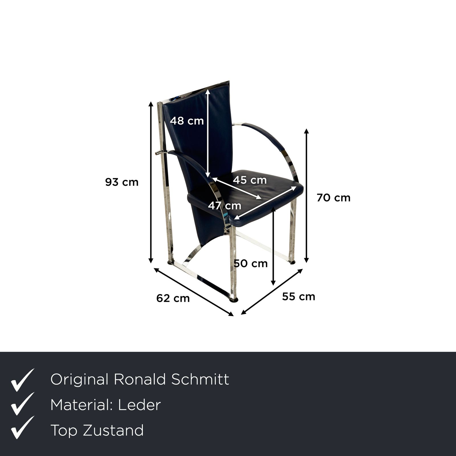 Lot de 6 chaises Ronald Schmitt en cuir bleu photo furniture