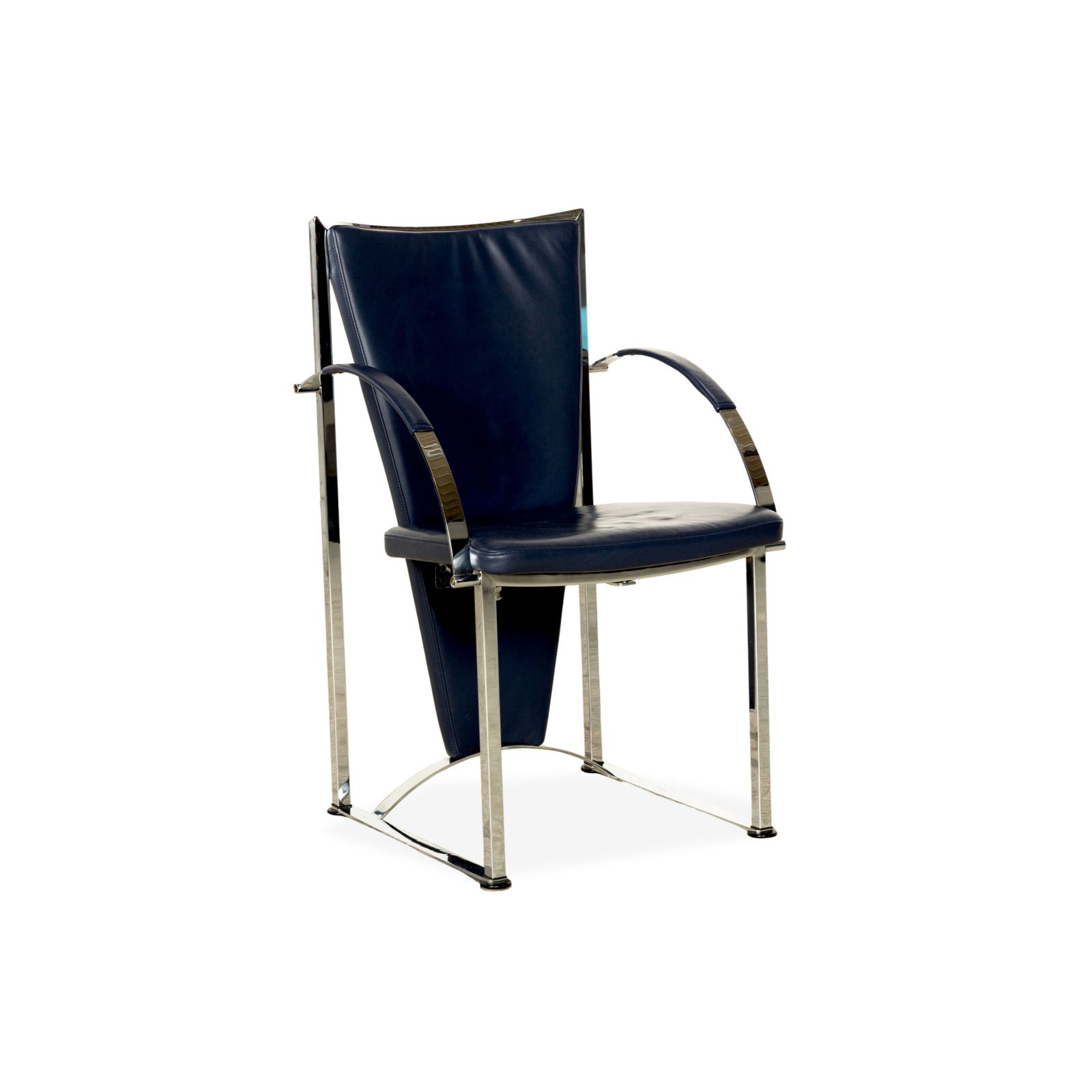 Lot de 6 chaises Ronald Schmitt en cuir bleu photo Mobilier