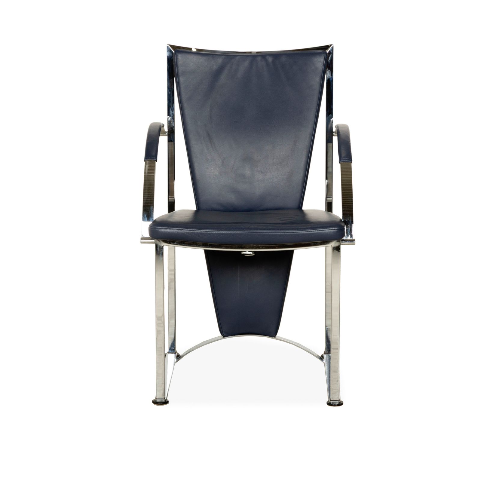 Lot de 6 chaises Ronald Schmitt en cuir bleu photo buy