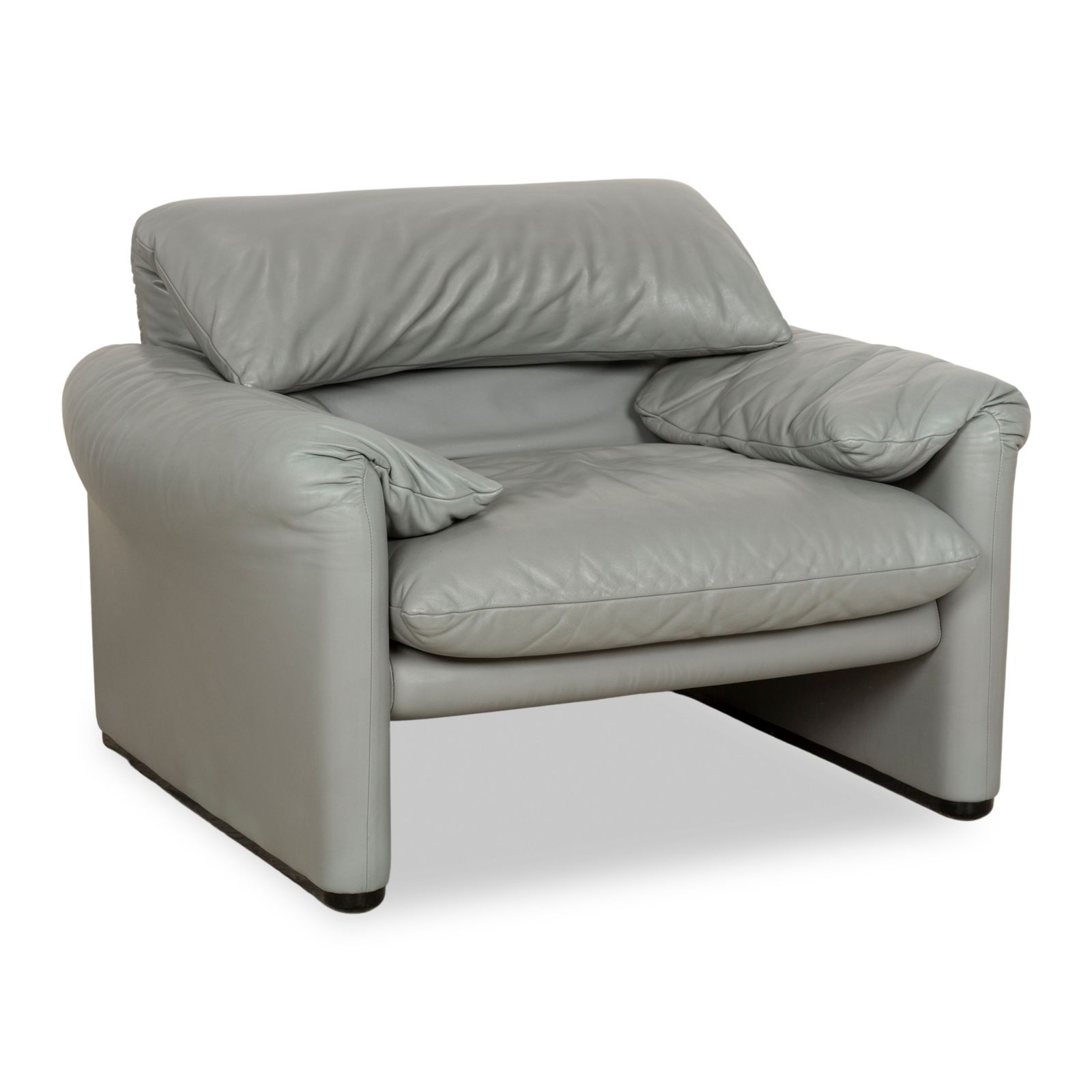 Cassina Maralunga Leather Armchair Grey