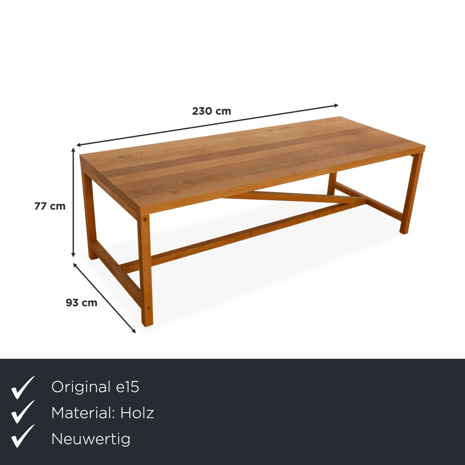 E15 Ta21 Square Wooden Dining Table Brown 230 X 95 Oak photo furniture