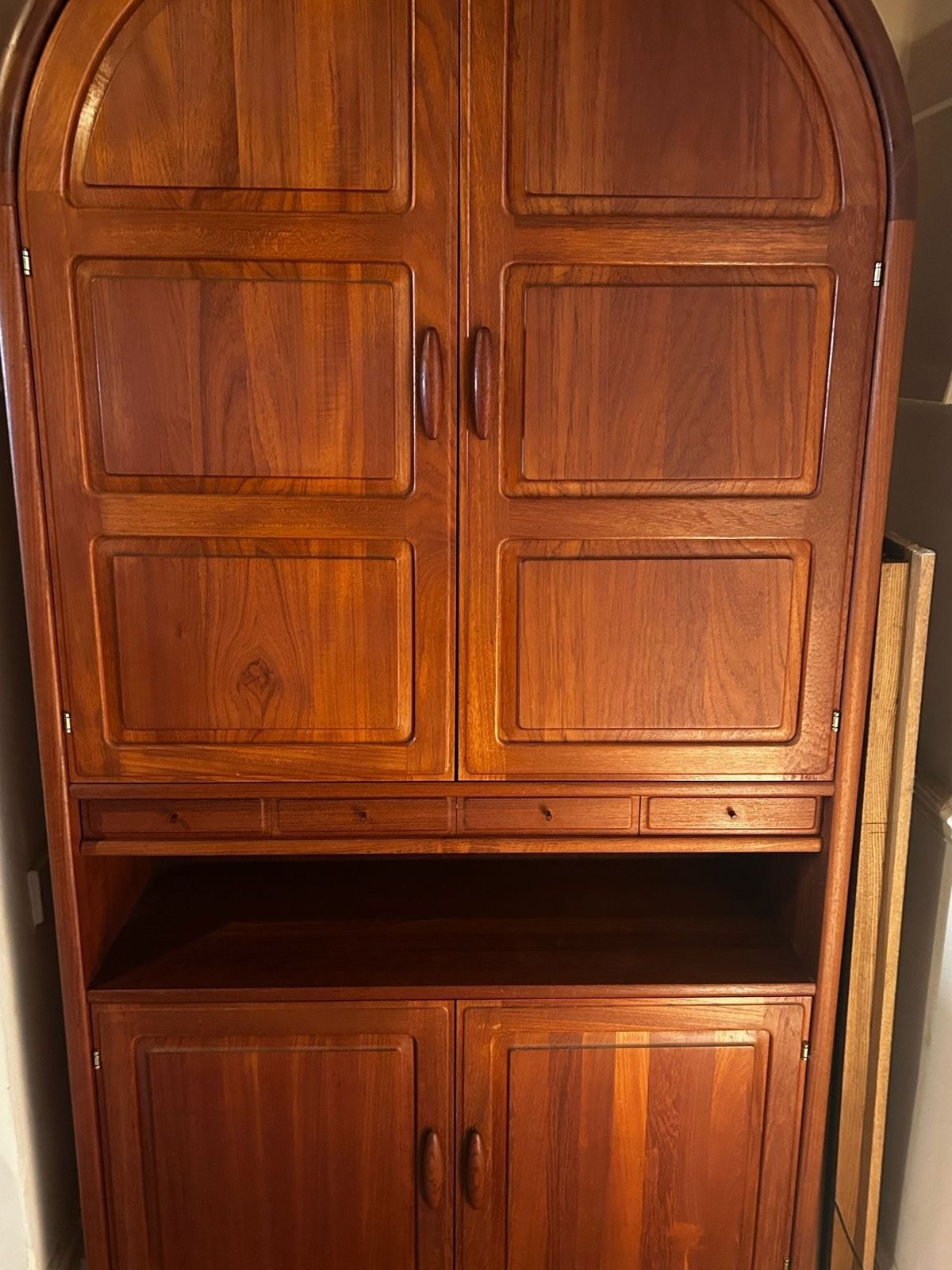 Danish Teak Living Room Arched Cabinet Mid Century Dylund photo furniture