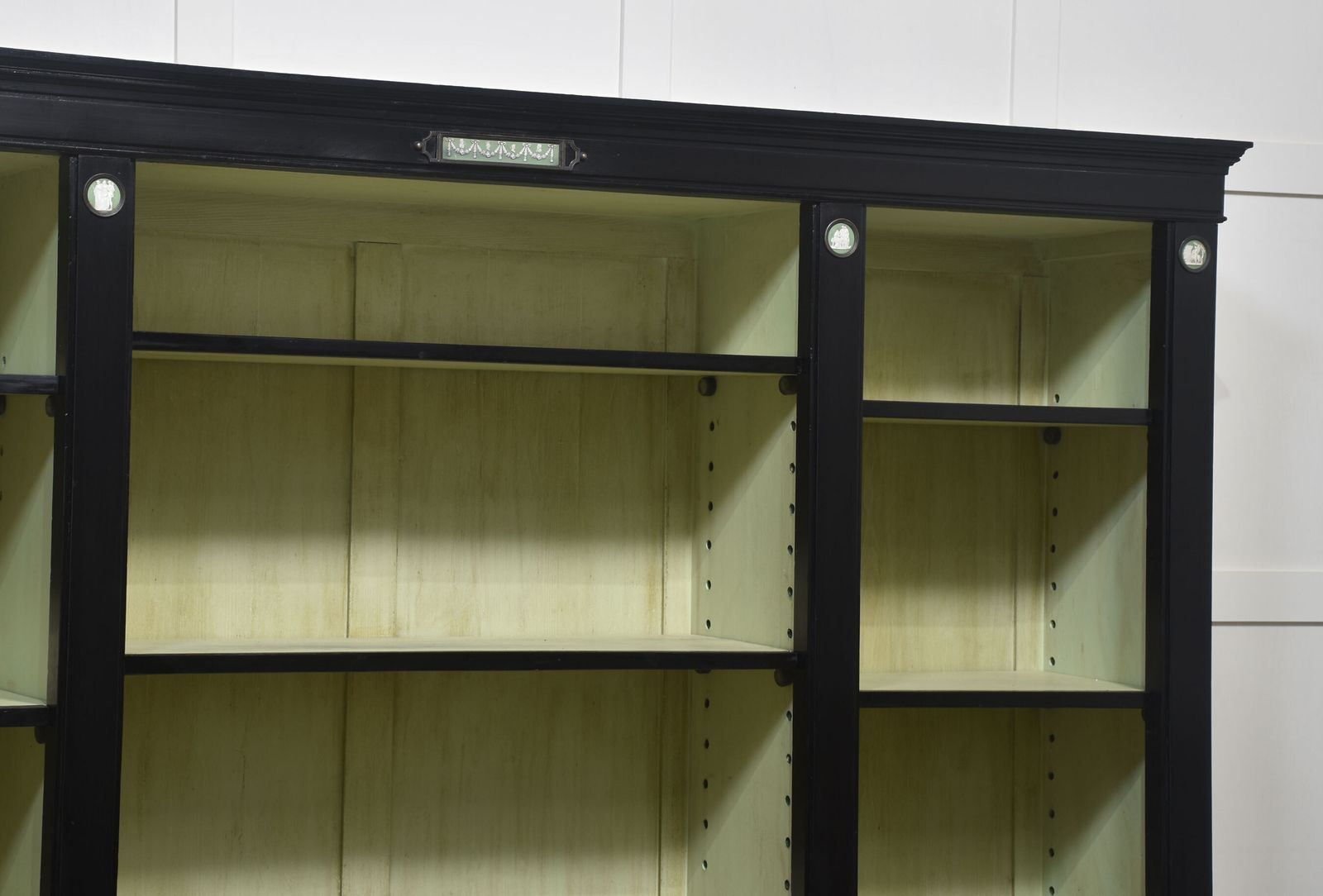 photo furniture Pair Of Ebonised Wedgwood Open Bookcases