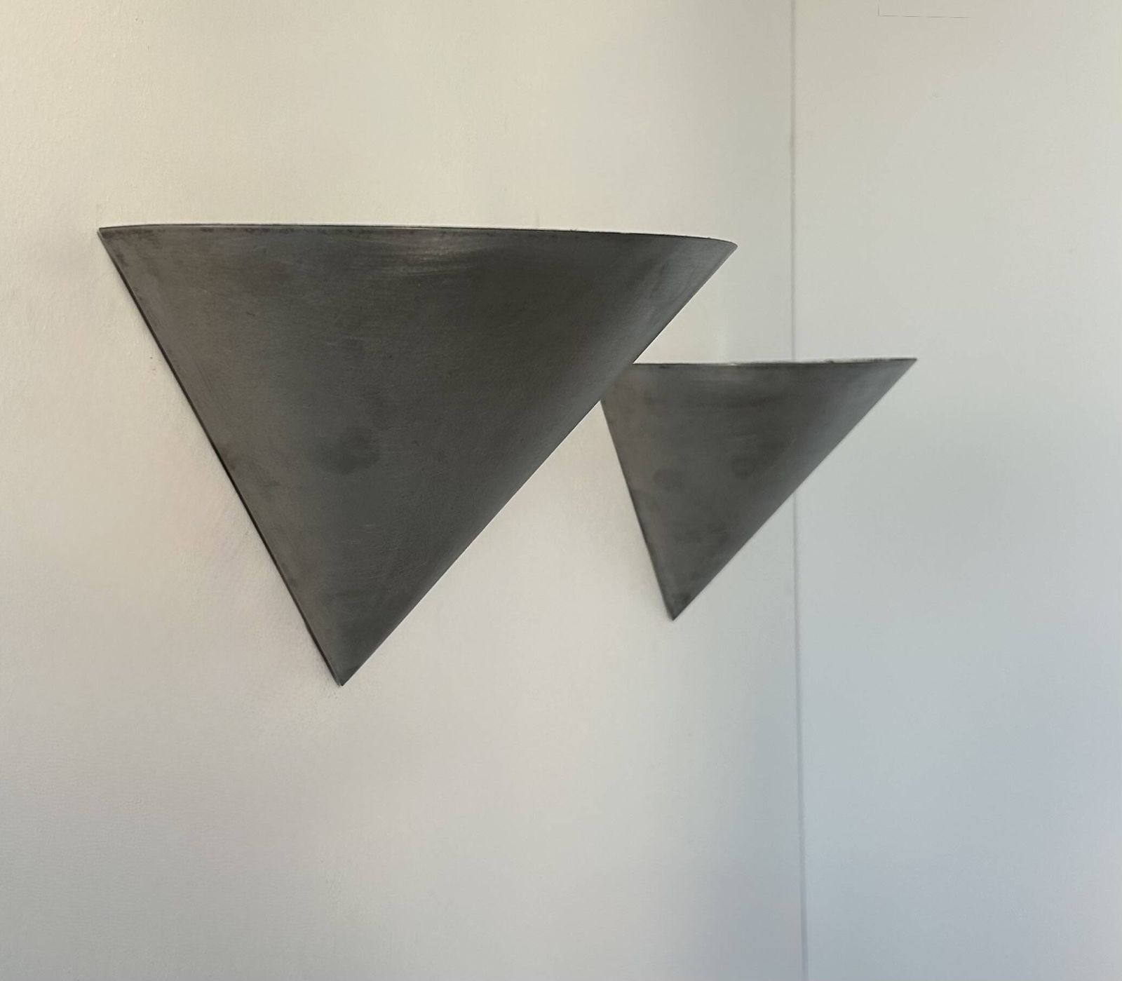 Pair Of Vintage Conical Wall Lights, Brushed Metal, France 1970. photo 448.0