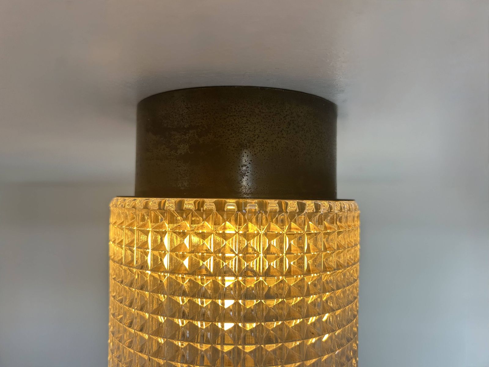 Vintage Ceiling Light, Brass And Glass, Carl Fagerlund Sweden 1960 photo for sale