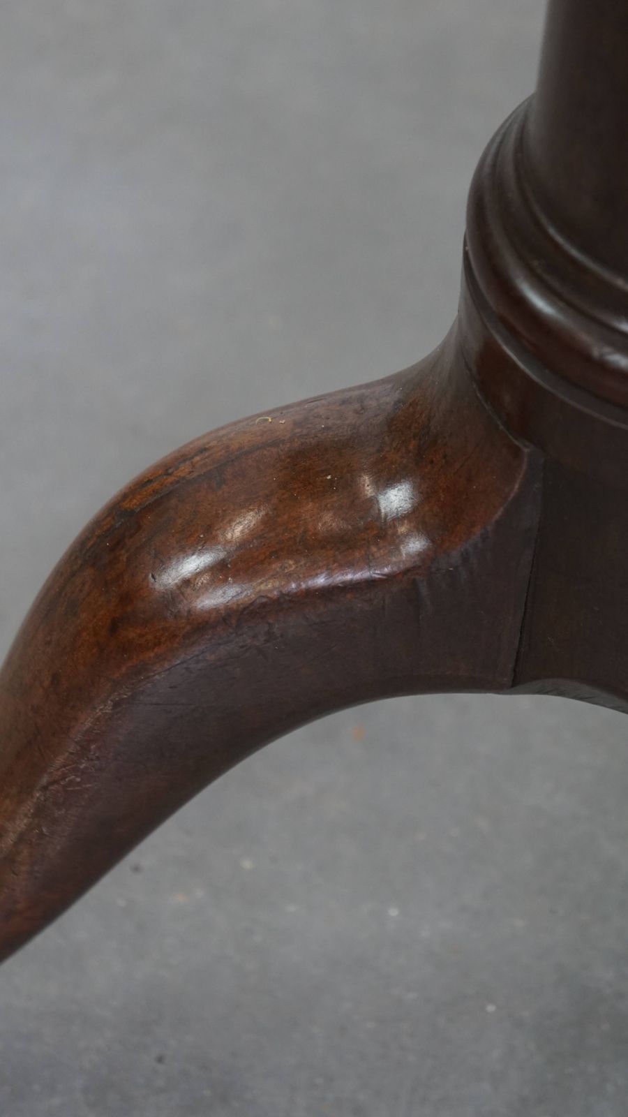 photo for sale Beautiful Antique English Swivel Barrel Leg Birdcage Tilt Top Table From The 18th Century