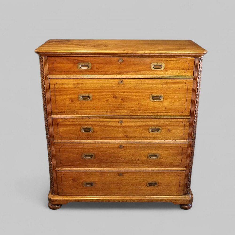 Victorian Camphor Wood Secretaire Military Chest