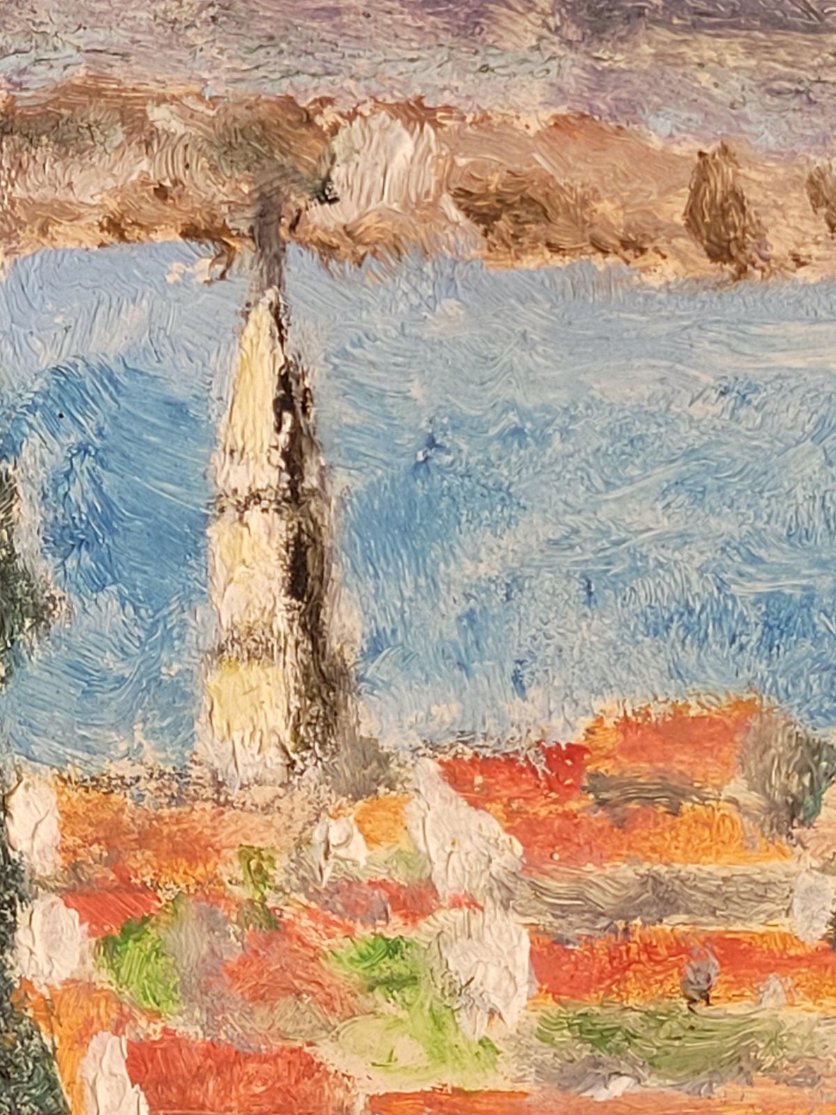 photo for sale Janotithe Côte D'azur. Mid Century Oil Landscape Painting.