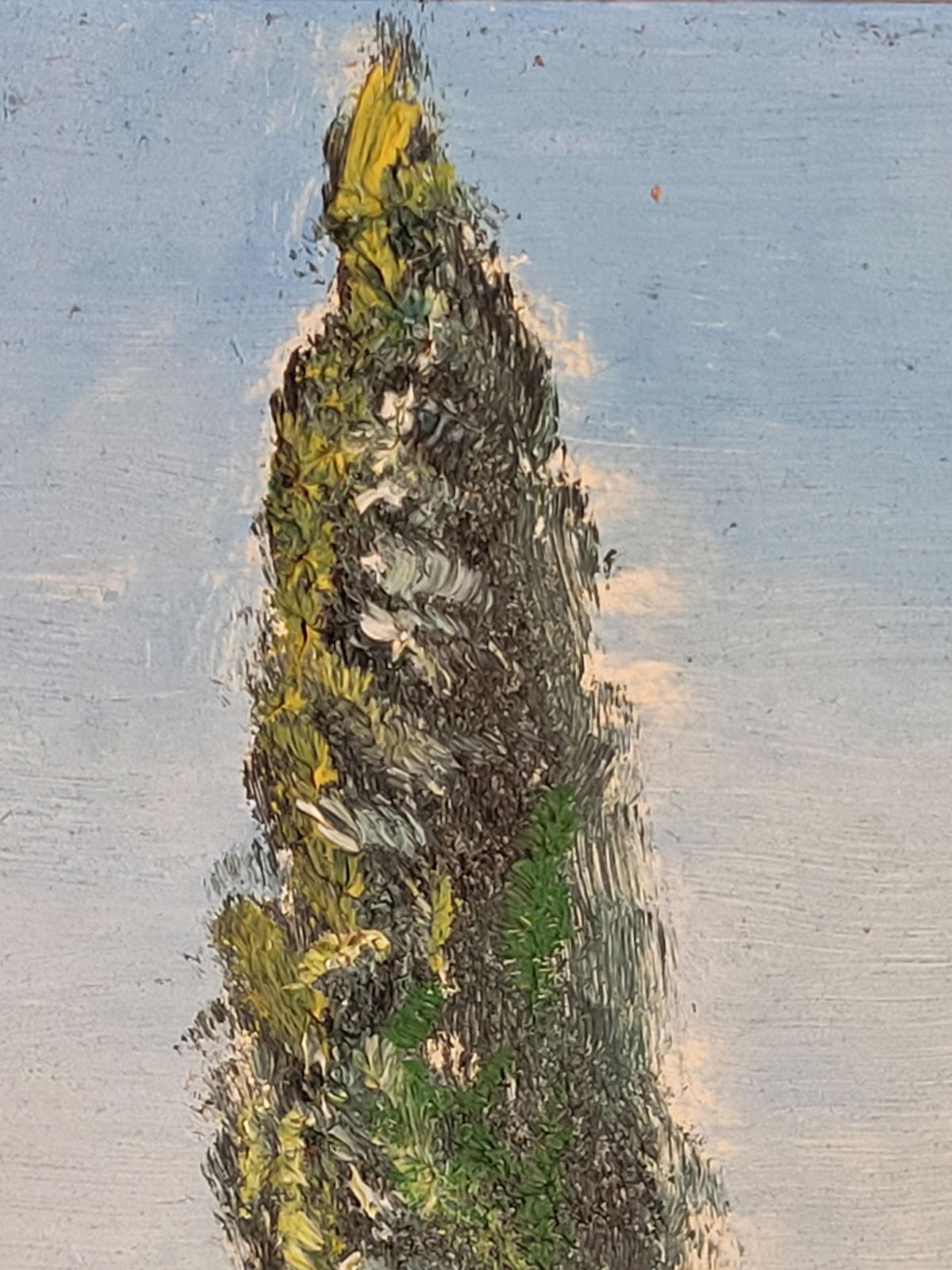 photo vintage Janotithe Côte D'azur. Mid Century Oil Landscape Painting.