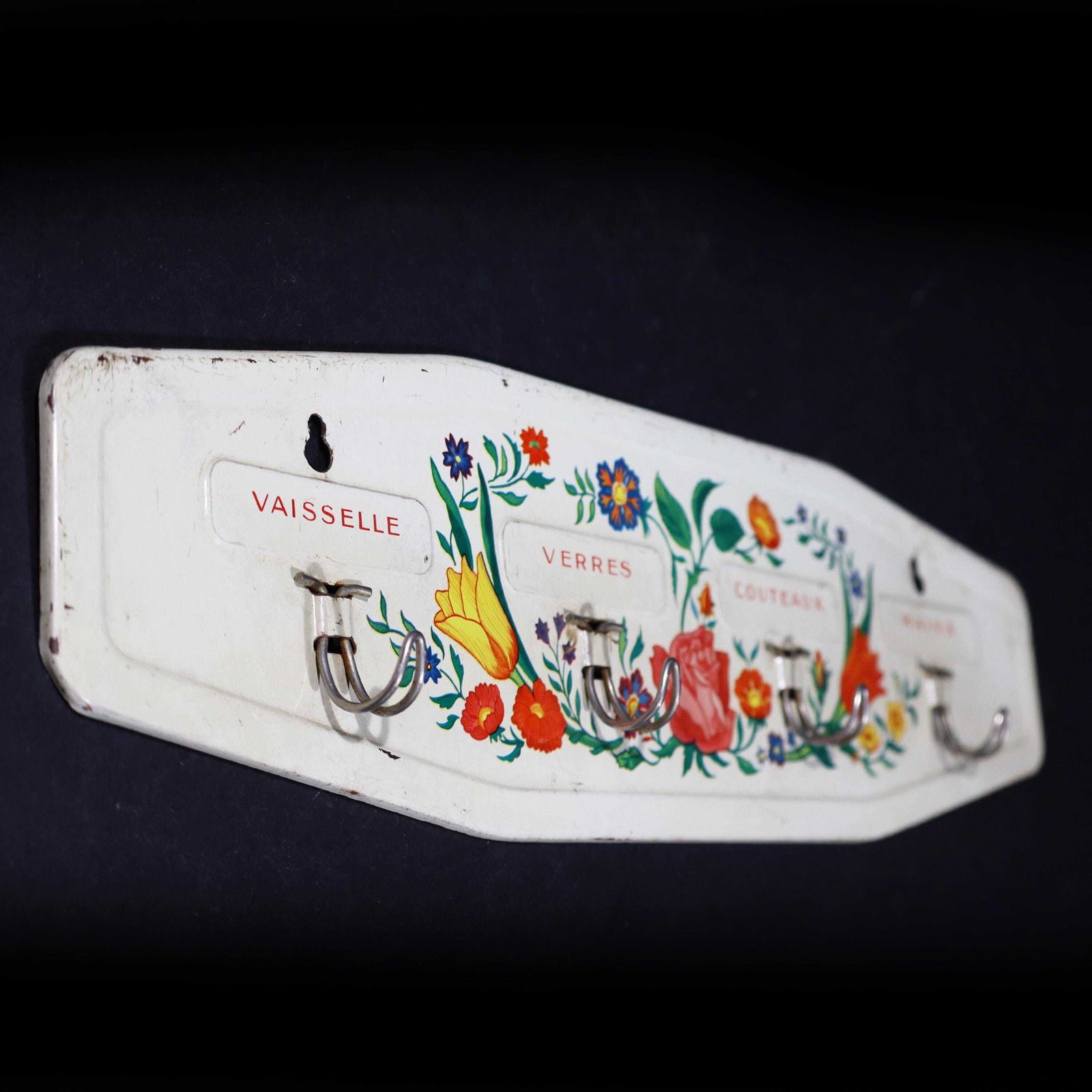 Art Deco French Tea Towel Hooks  Metal With Spring Flowers photo 98.0