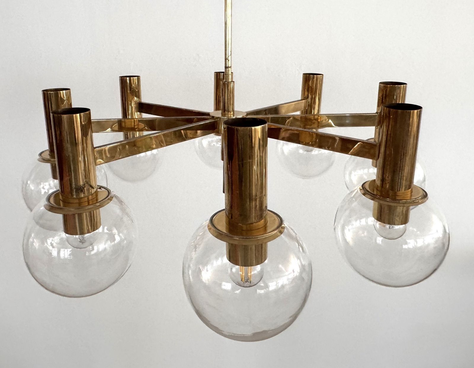 photo furniture Hans Agne Jakobsson Midcentury Brass And Eight Light Glass Globes Chandelier