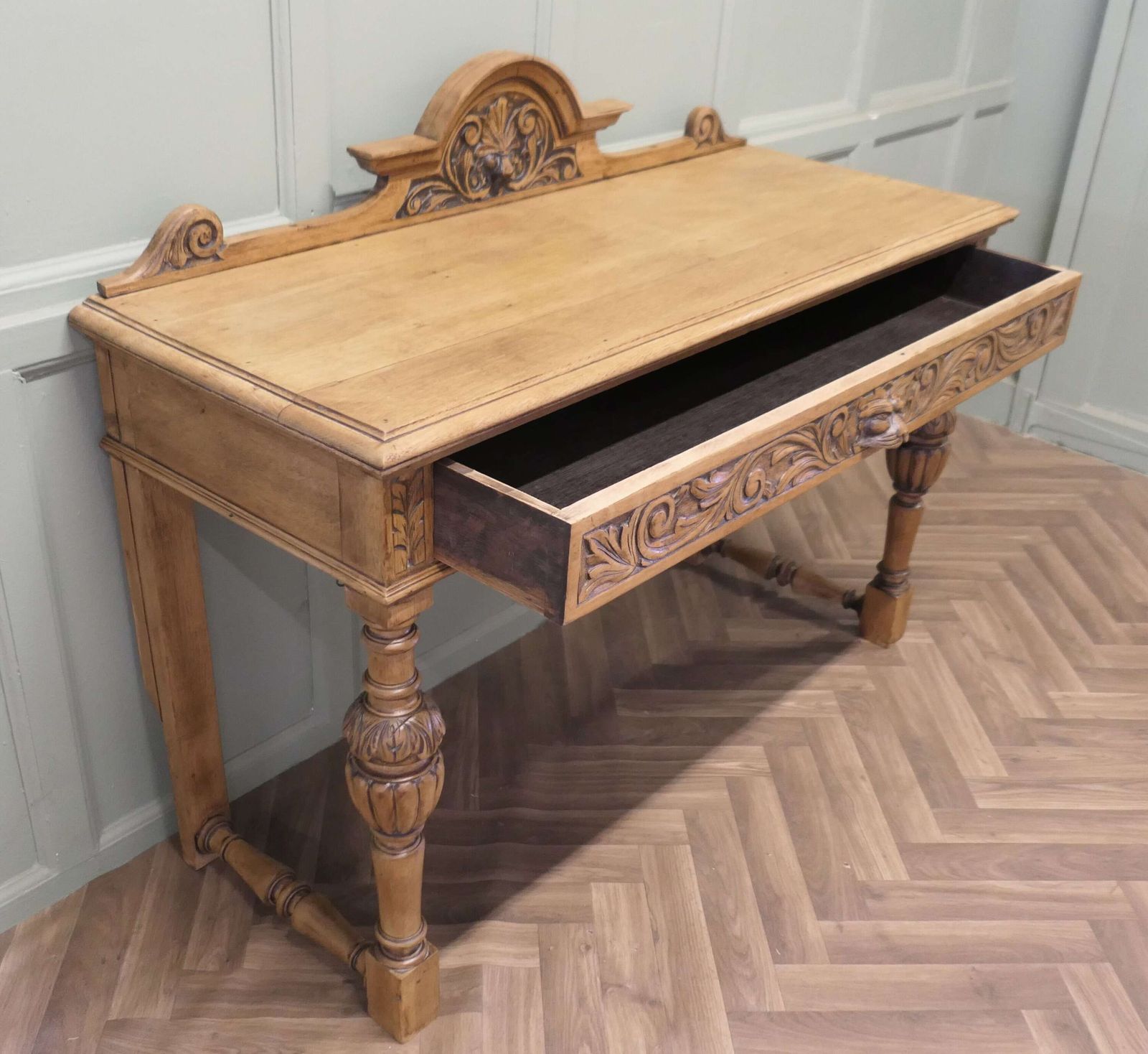 Green Man Carved Golden Oak Hall Table photo buy