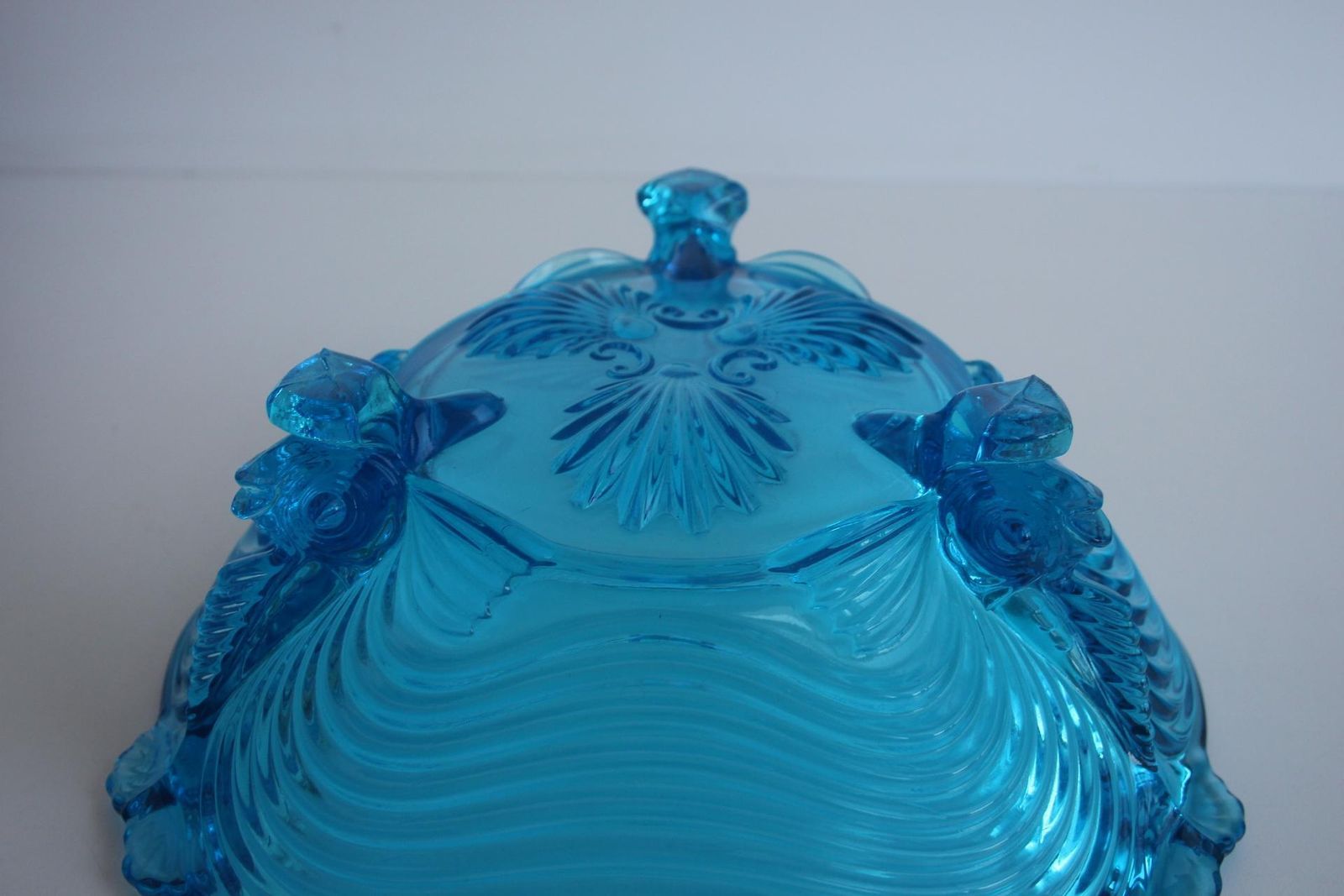 Home Decor Rare Art Deco Glass Josef Inwald With Fish Feet Bowl Gorgeous Rich Blue, 1930s photo