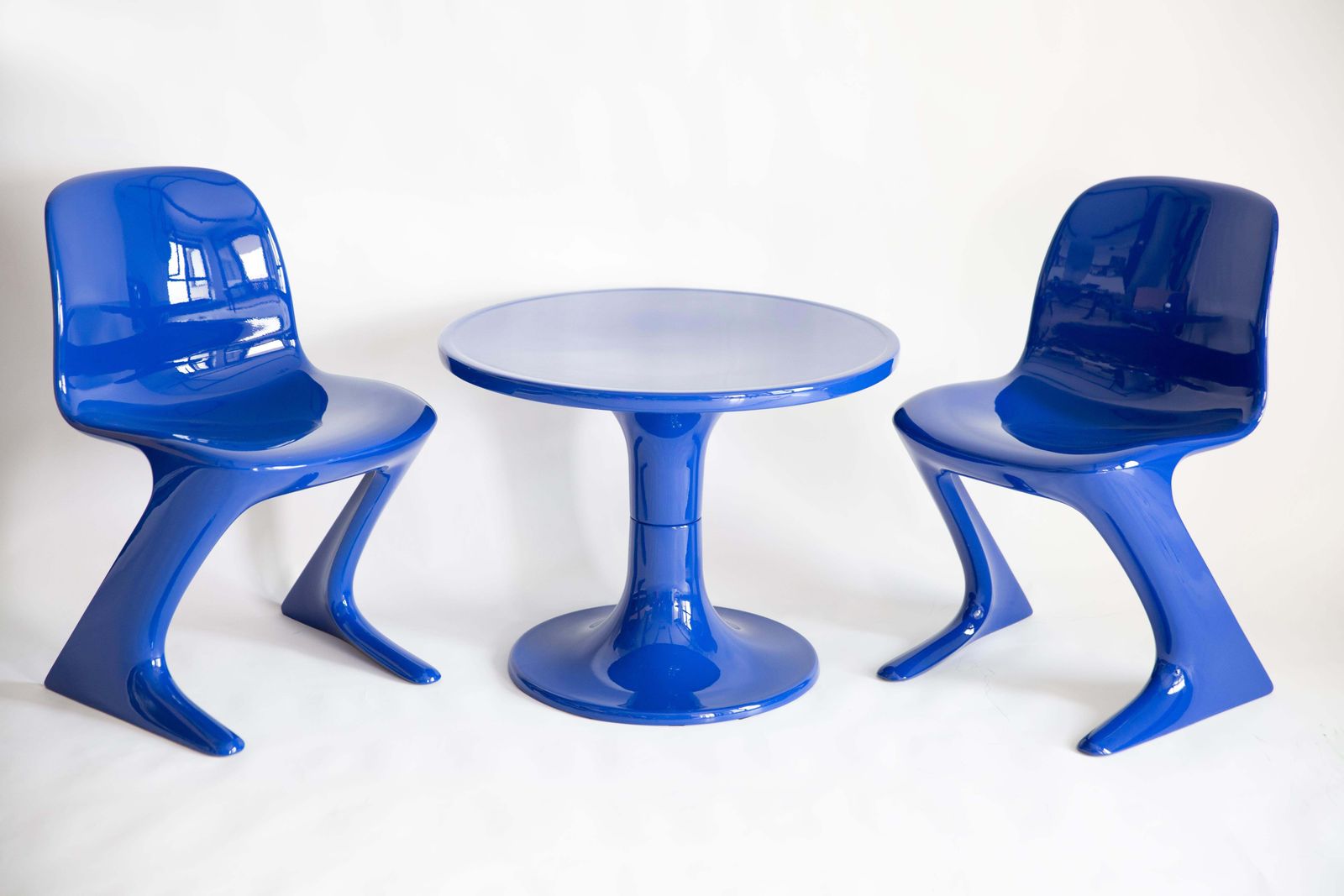 Set Of Two Mid Century Kangaroo Chairs And Table, Ernst Moeckl, Germany, 1968 photo furniture