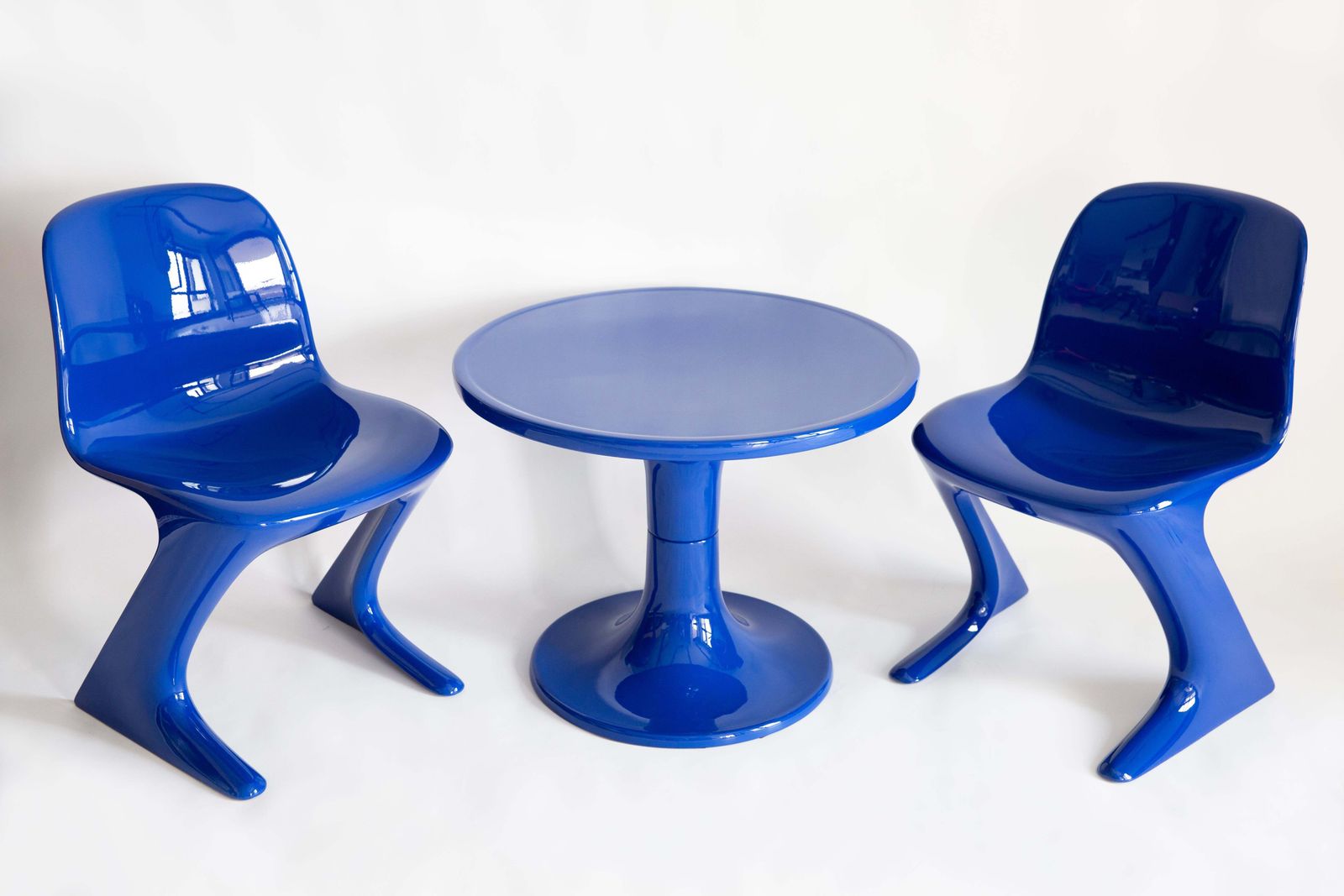 Set Of Two Mid Century Kangaroo Chairs And Table, Ernst Moeckl, Germany, 1968 photo Furniture