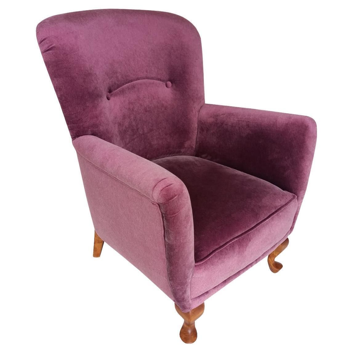 Vintage Burgundy Big Armchair, Europe, 1960s