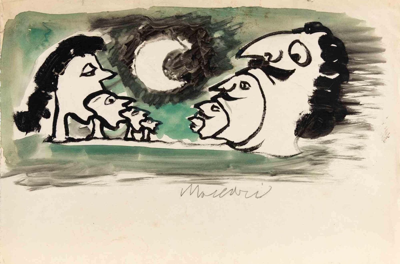 Mino Maccarilunar Landscape   Drawing By Mino Maccari   1950s1950s