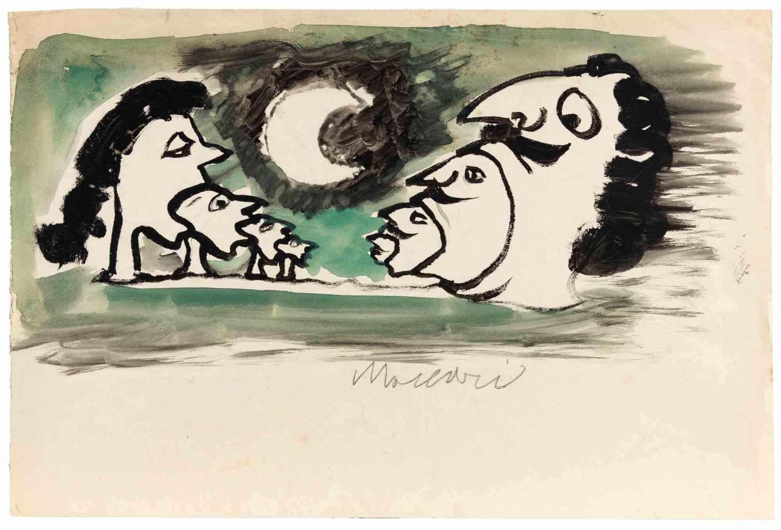 Mino Maccarilunar Landscape   Drawing By Mino Maccari   1950s1950s photo furniture