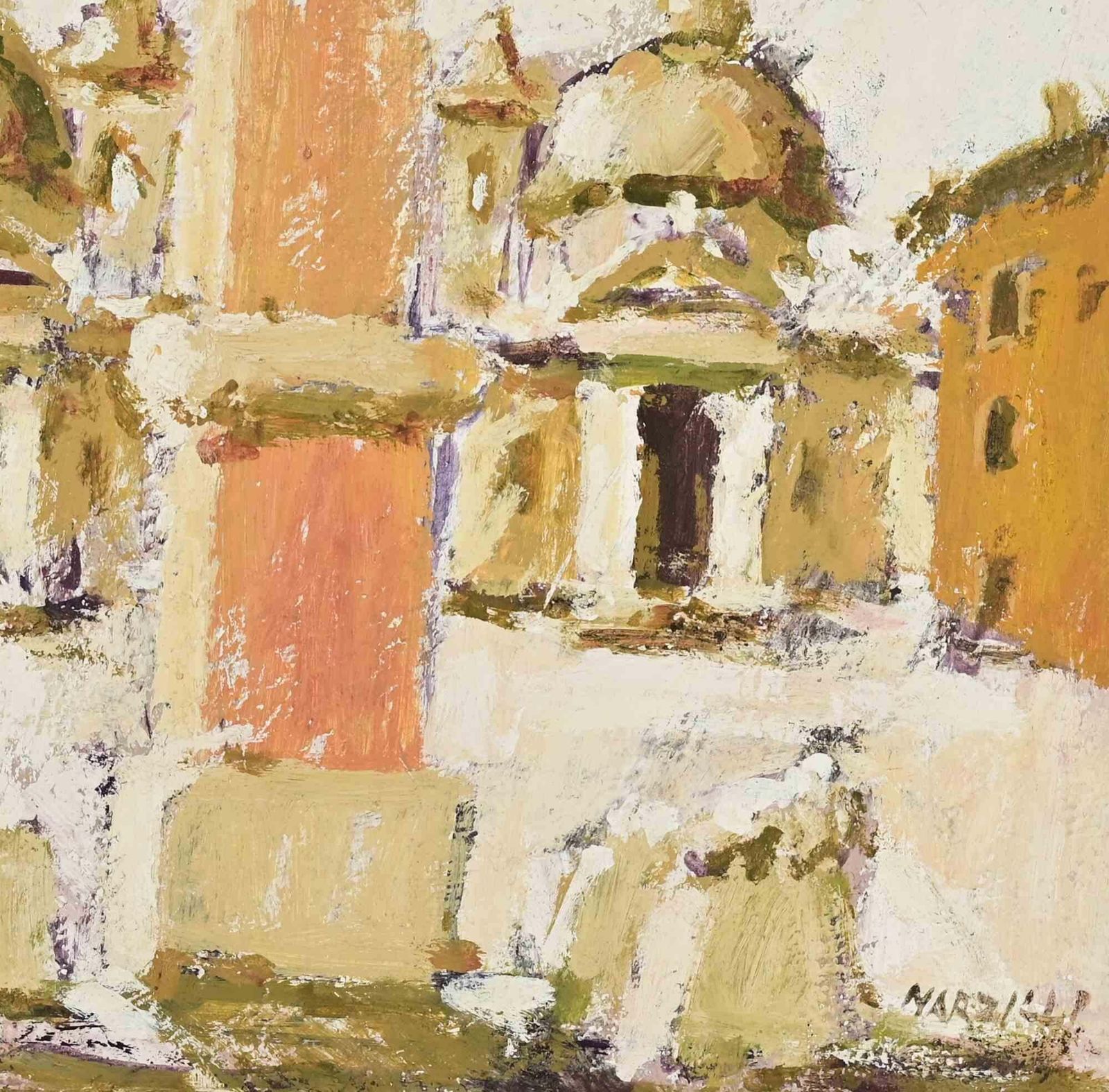 Franco Marzilliview Of Piazza Del Popolo, Rome   Oil Painting By Franco Marzilli   1970s1970s photo for sale