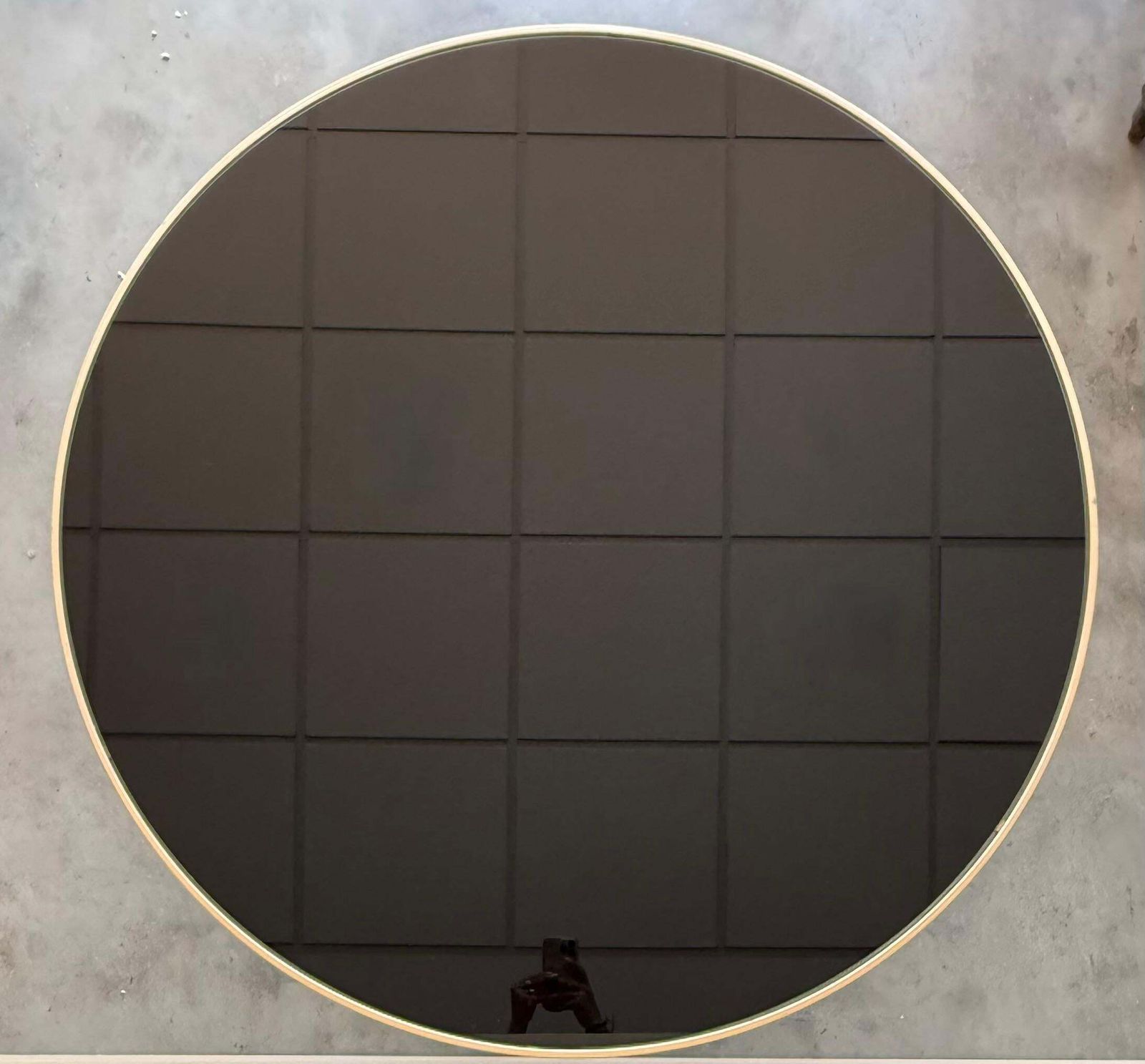 Mid Century Modern Gilded Allure Style Round Dining Table With Black Glass photo vinterior