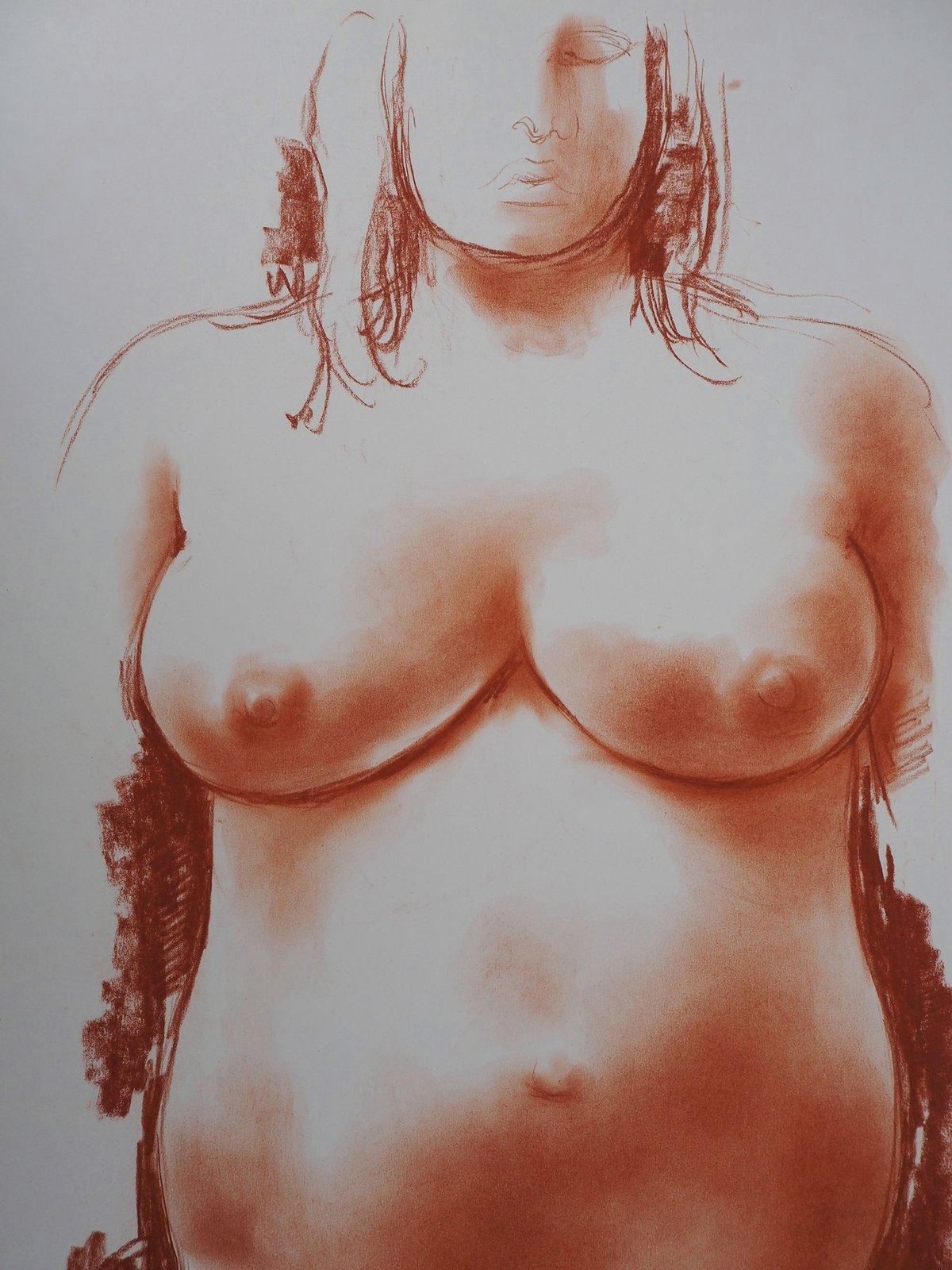 Antoniucci Voltimaternity: Pregnant Woman   Original Handsigned Drawing In Sanguine photo Art