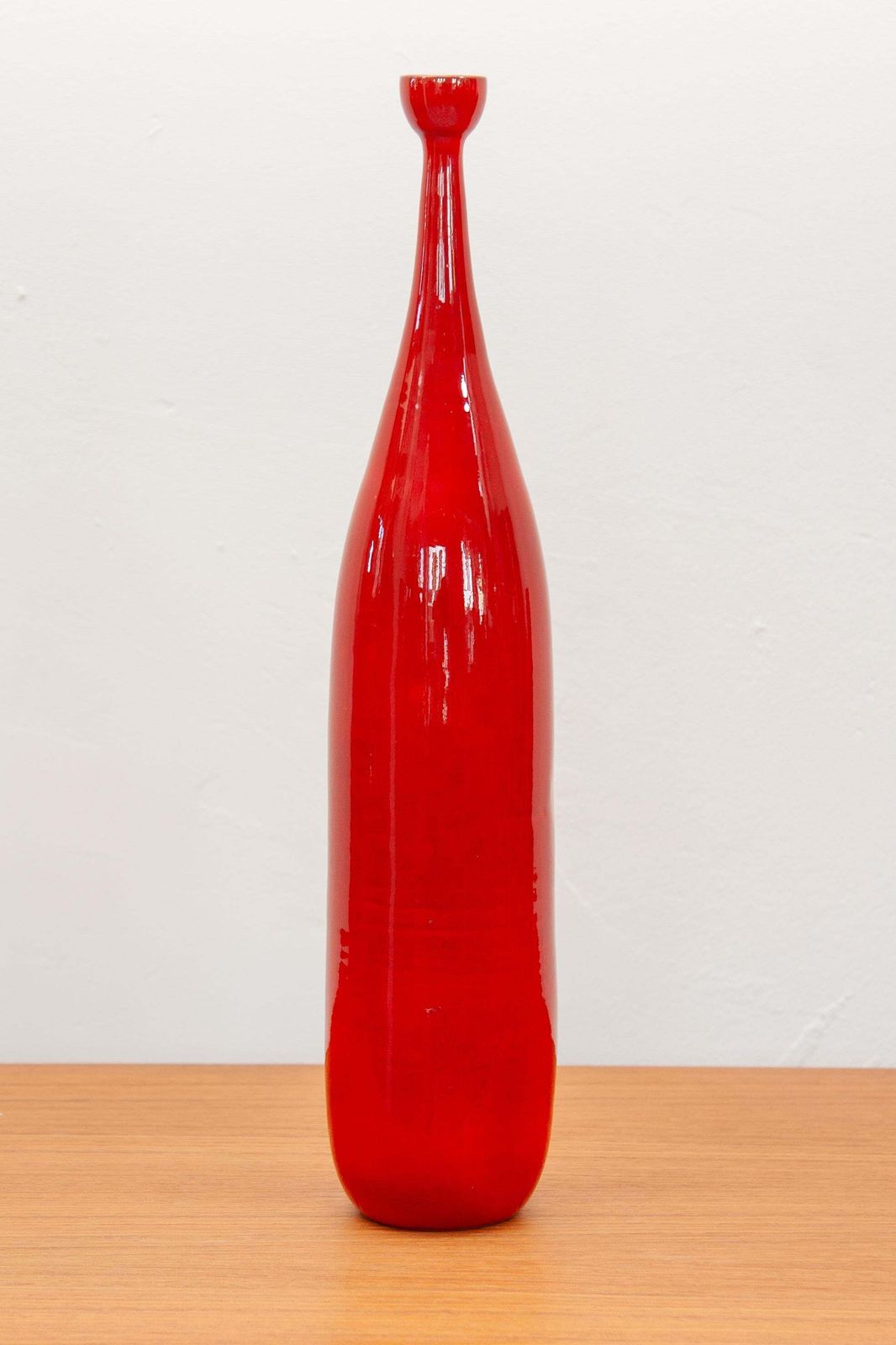 Red Glazed Ceramic Vase Designed By Amphora, Belgium photo for sale