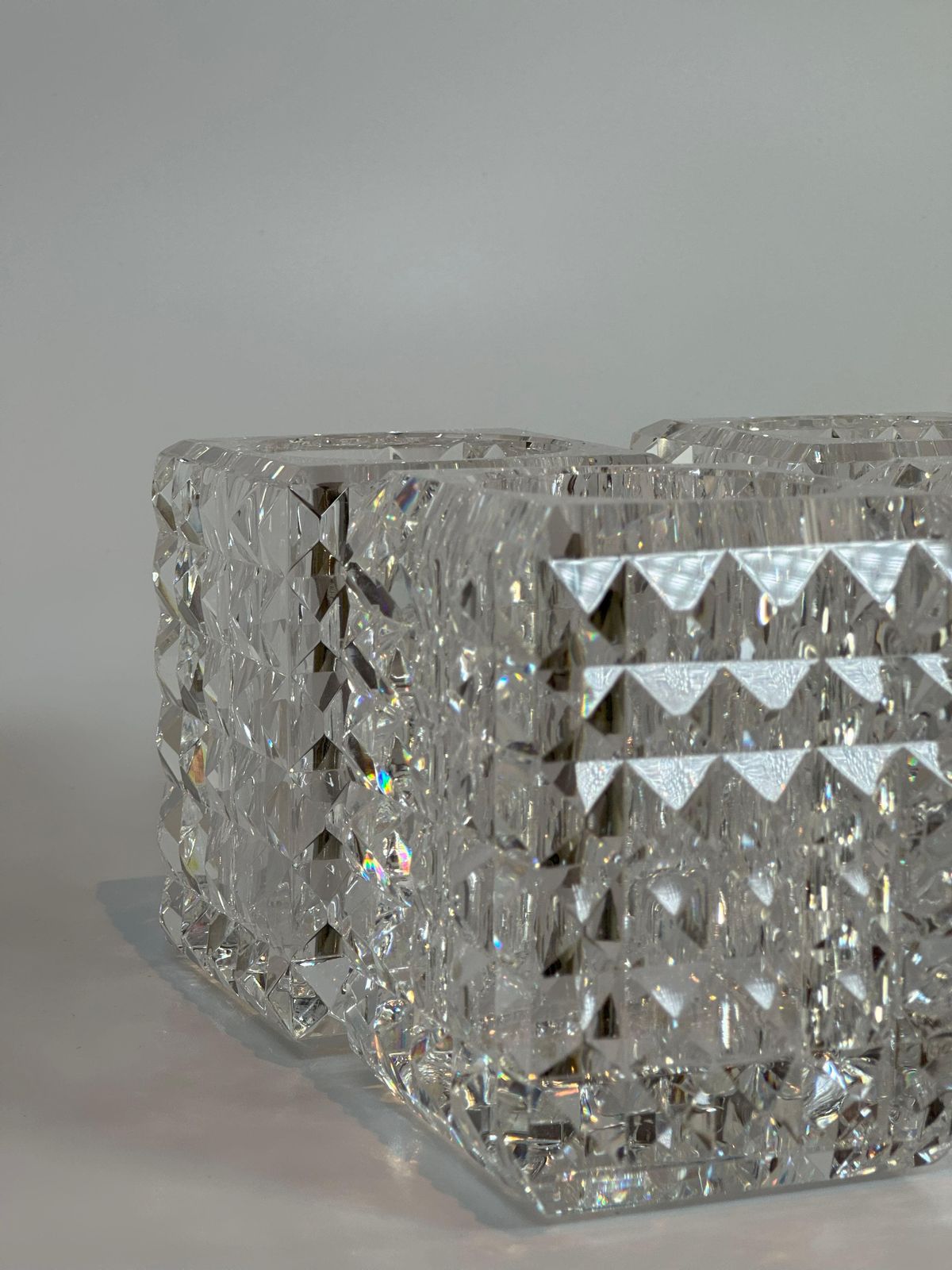 Set Of Four Veritas Faceted Optical Glass Candle Votives, Texas, 2016 photo furniture