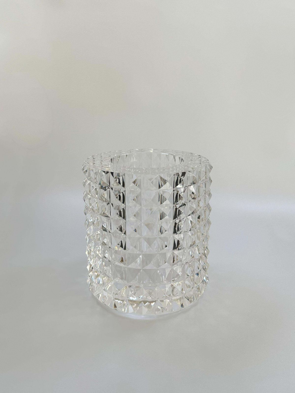 Contemporary Faceted Optical Glass Vase By Veritas, Texas Us, 2016 photo furniture
