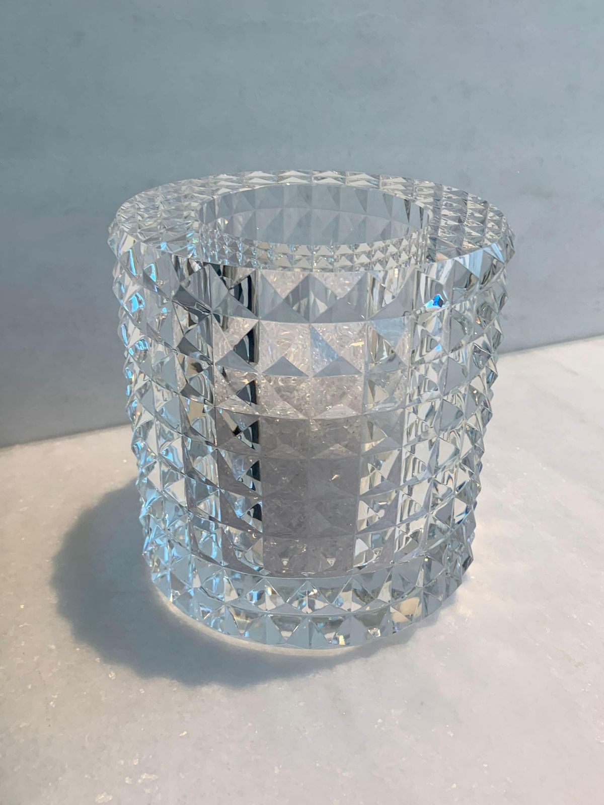 Contemporary Faceted Optical Glass Vase By Veritas, Texas Us, 2016 photo Home Decor