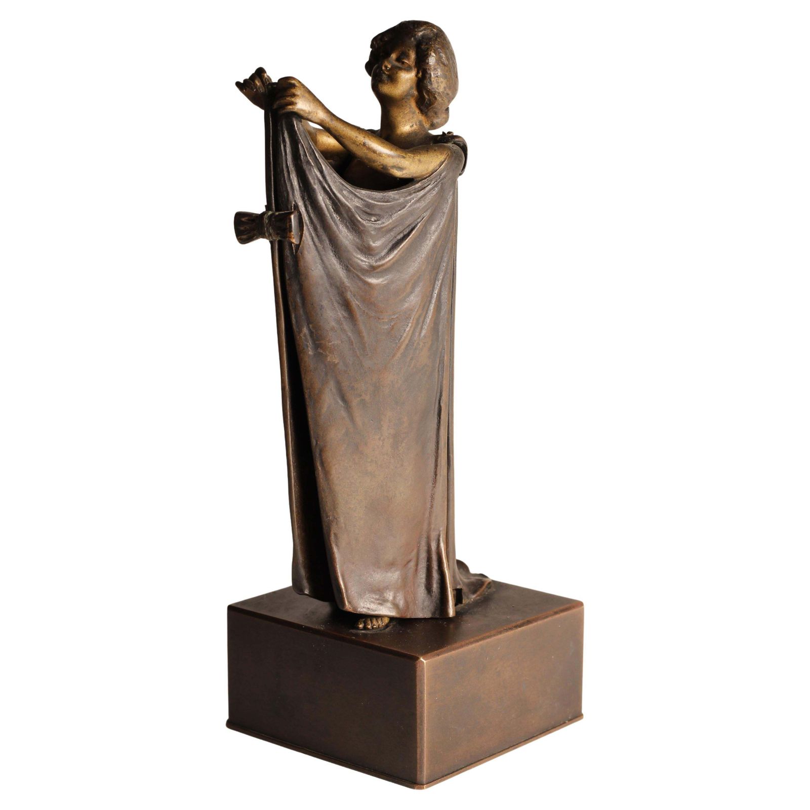 Art Deco Carl Kauba Automaton Bronze Nude With Mechanical Cape 1920’s Austria photo vinterior