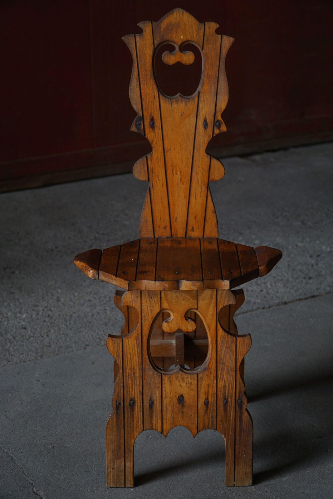 photo for sale Vintage Wabi Sabi Style Dining Chair In Patinated Elm Wood, Mid Century, Italy