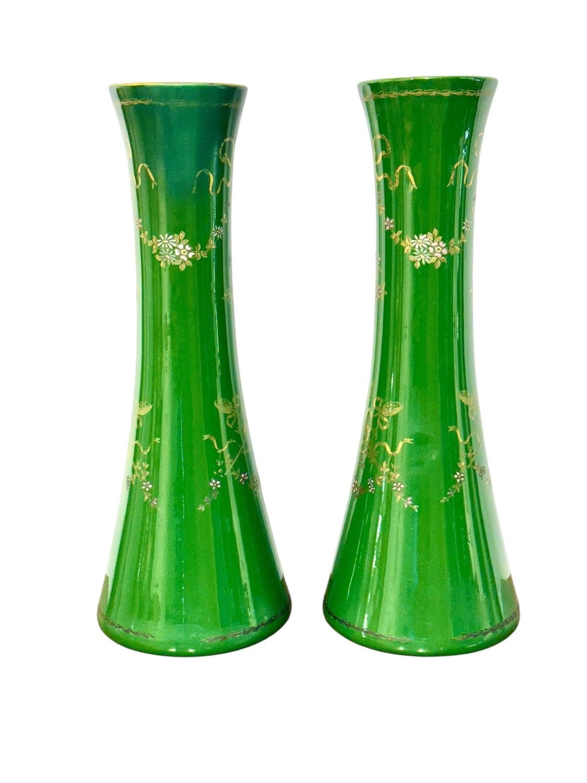 Rare Impressive Pair Of Green Faience Vases By Longchamp, France, 1876 photo 5378.0