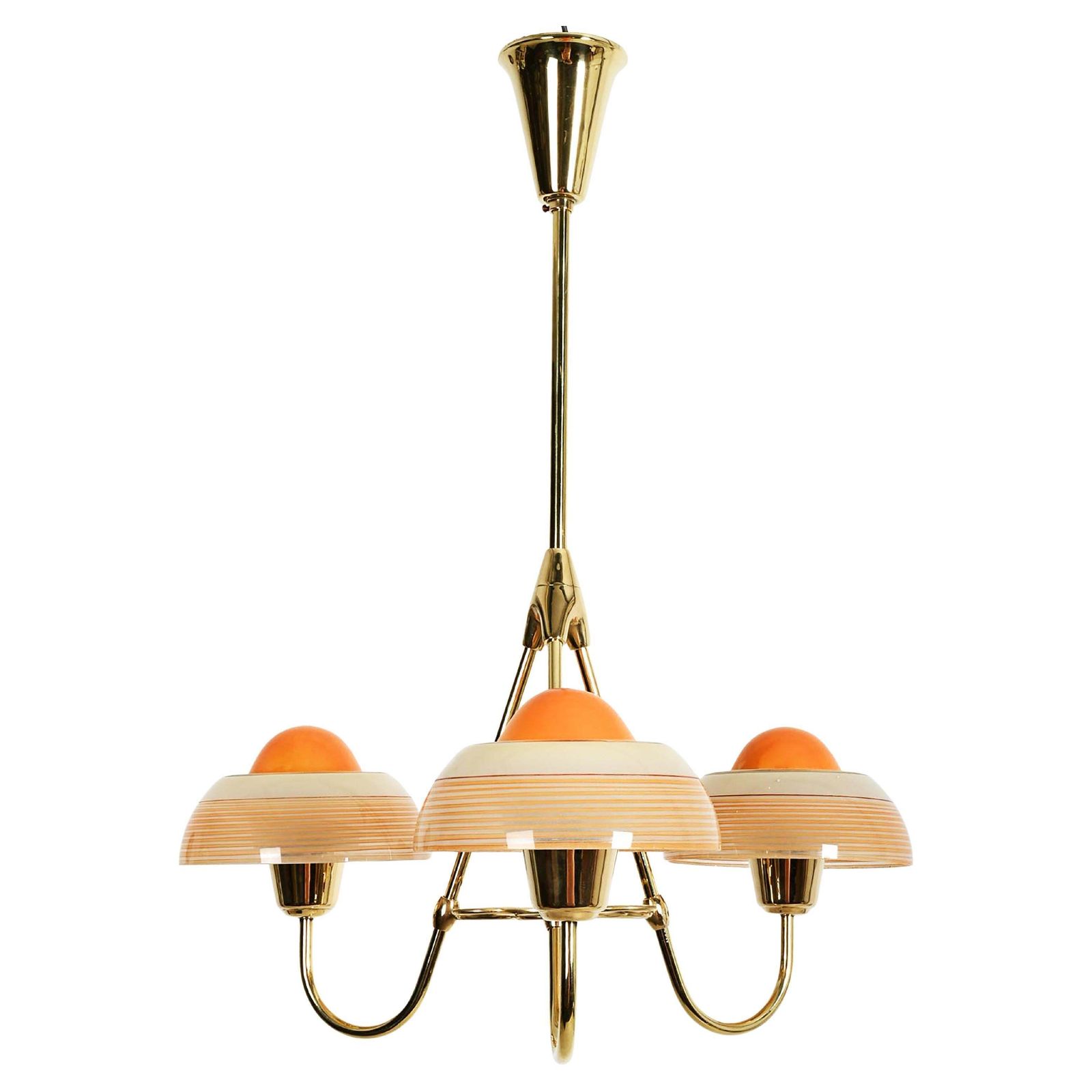 Fog & Mørup Brass Chandelier With Opaline Glass Shades