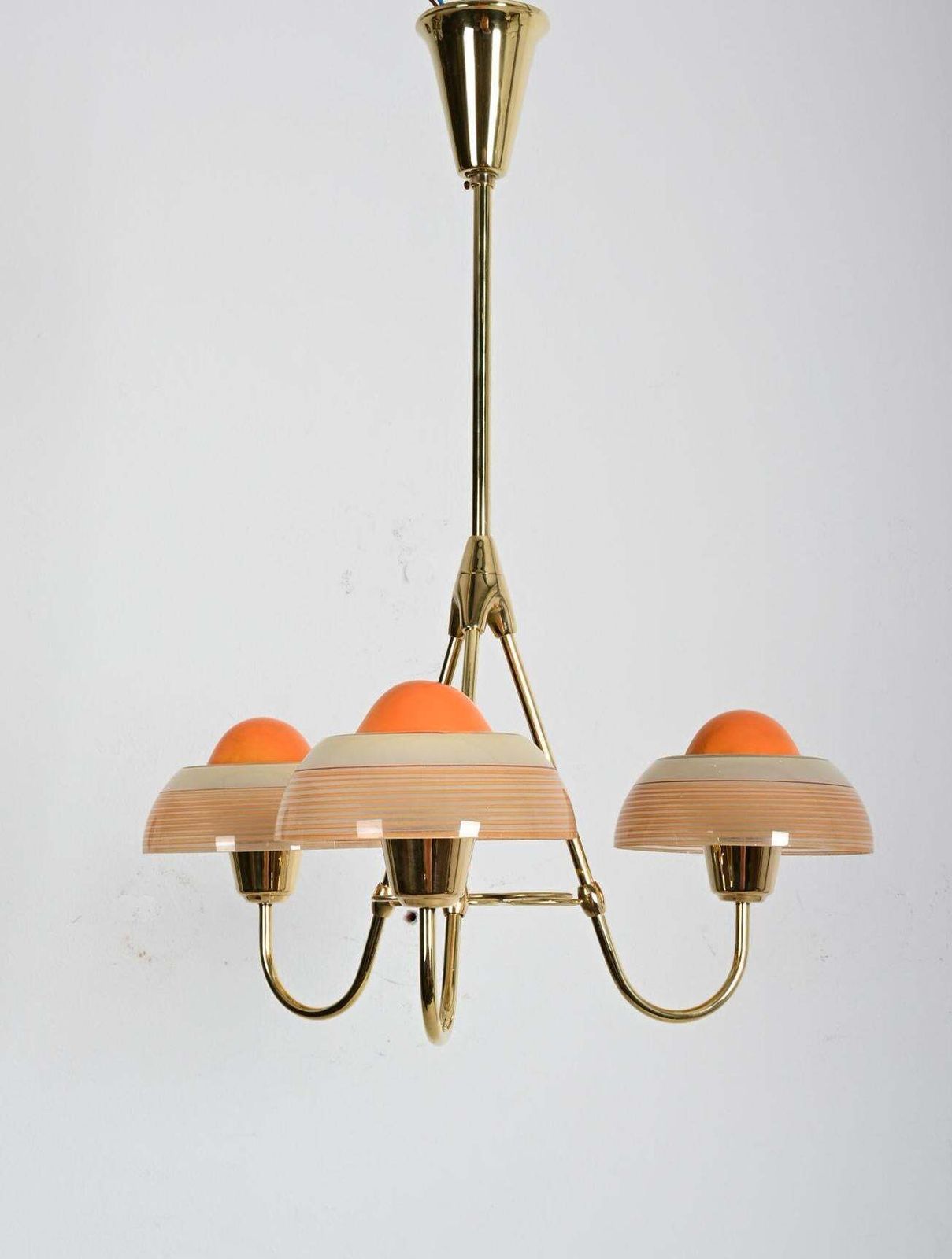 Fog & Mørup Brass Chandelier With Opaline Glass Shades photo 1733.0