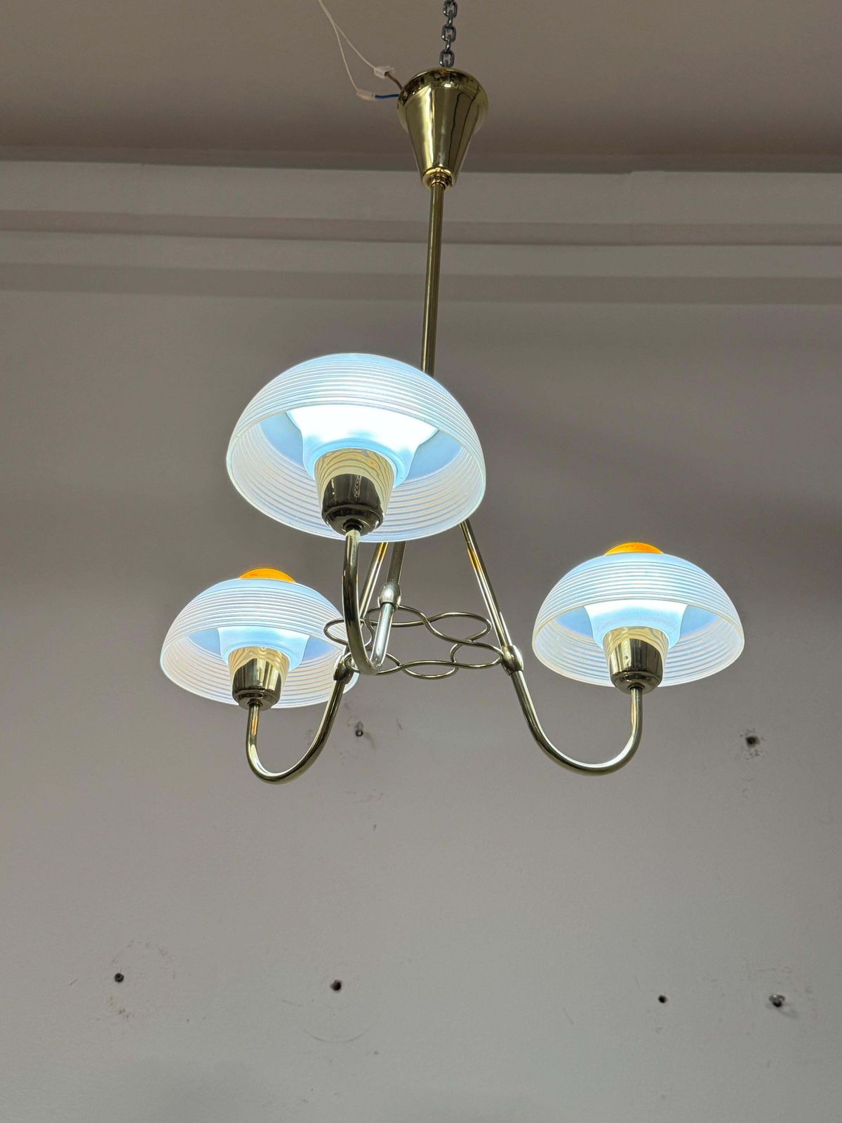 photo vinterior Fog & Mørup Brass Chandelier With Opaline Glass Shades