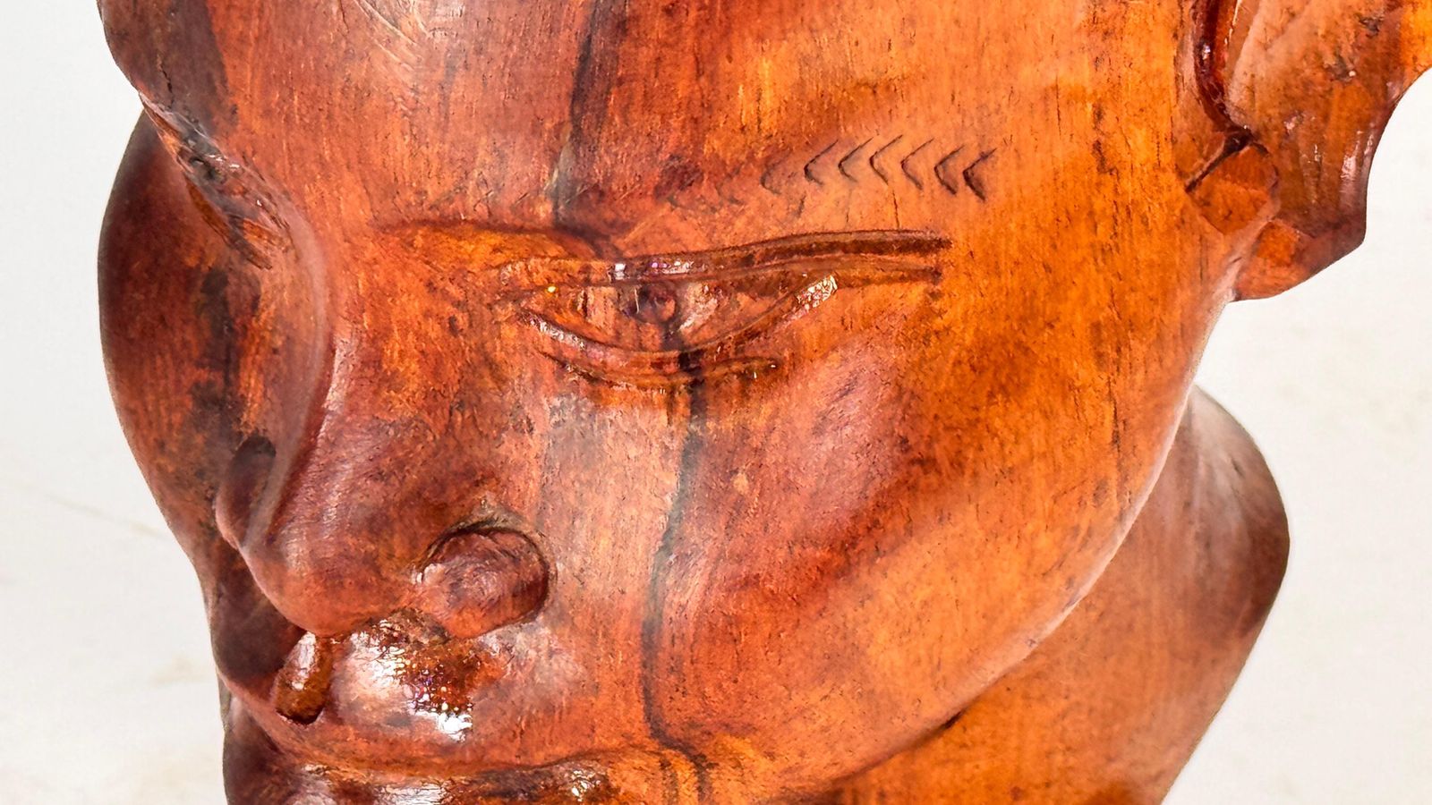 Hand Carved African Head Sculpture In Patinated Wood – Mid Century Decoration photo buy