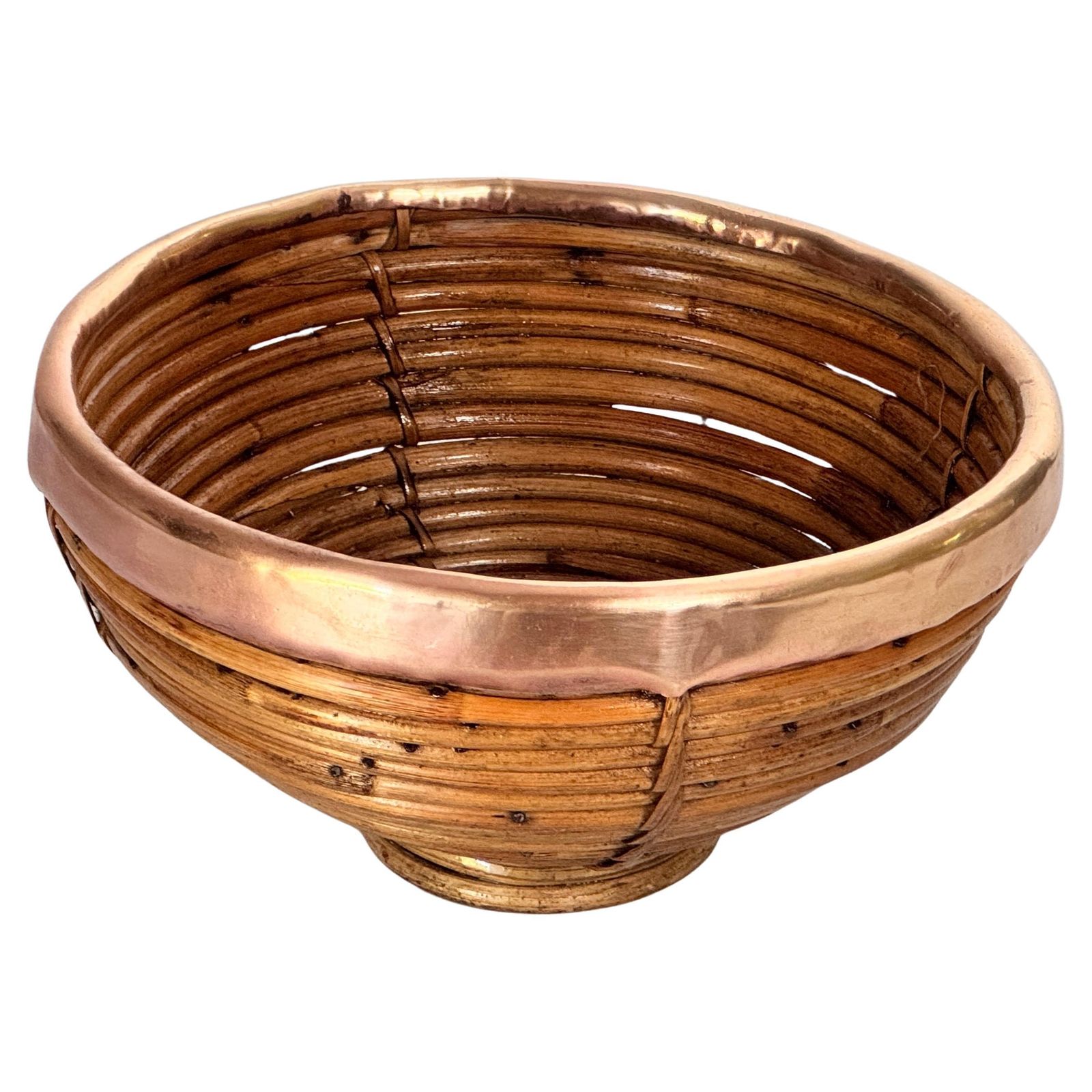 1970s French Wicker And Brass Fruit Basket – French Riviera Style