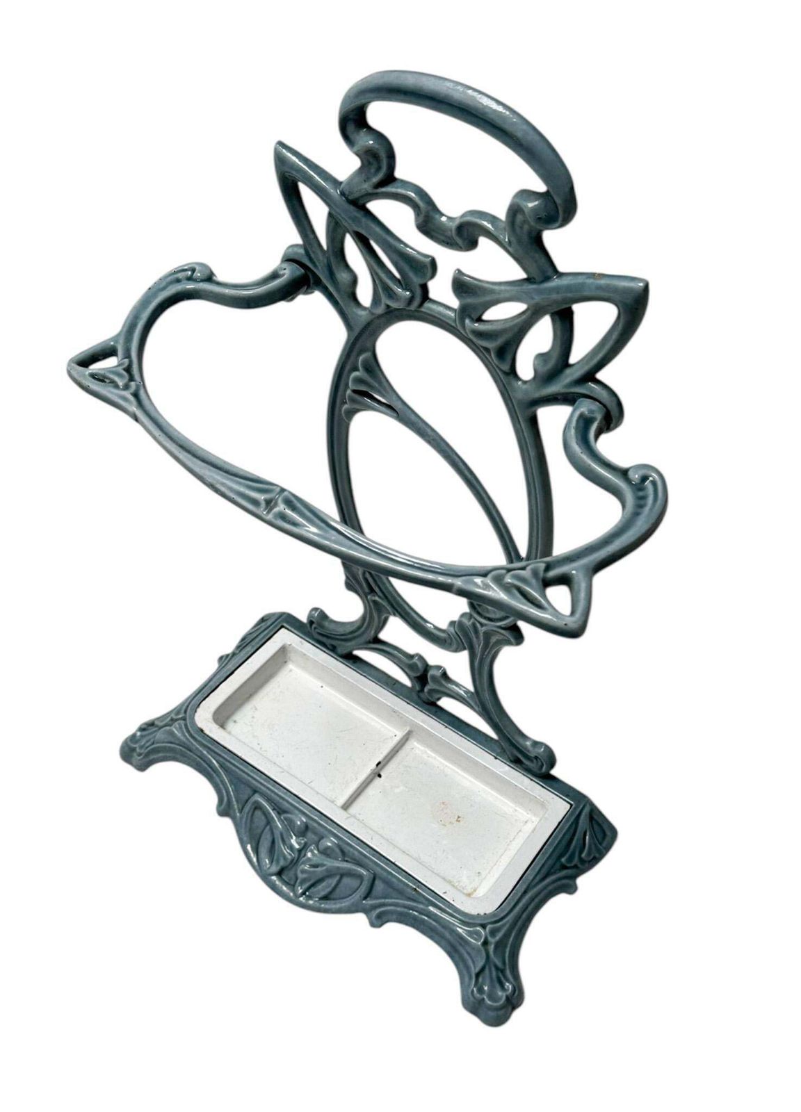 Art Nouveau Enameled Iron Umbrella Stand, 1900s photo Home Decor
