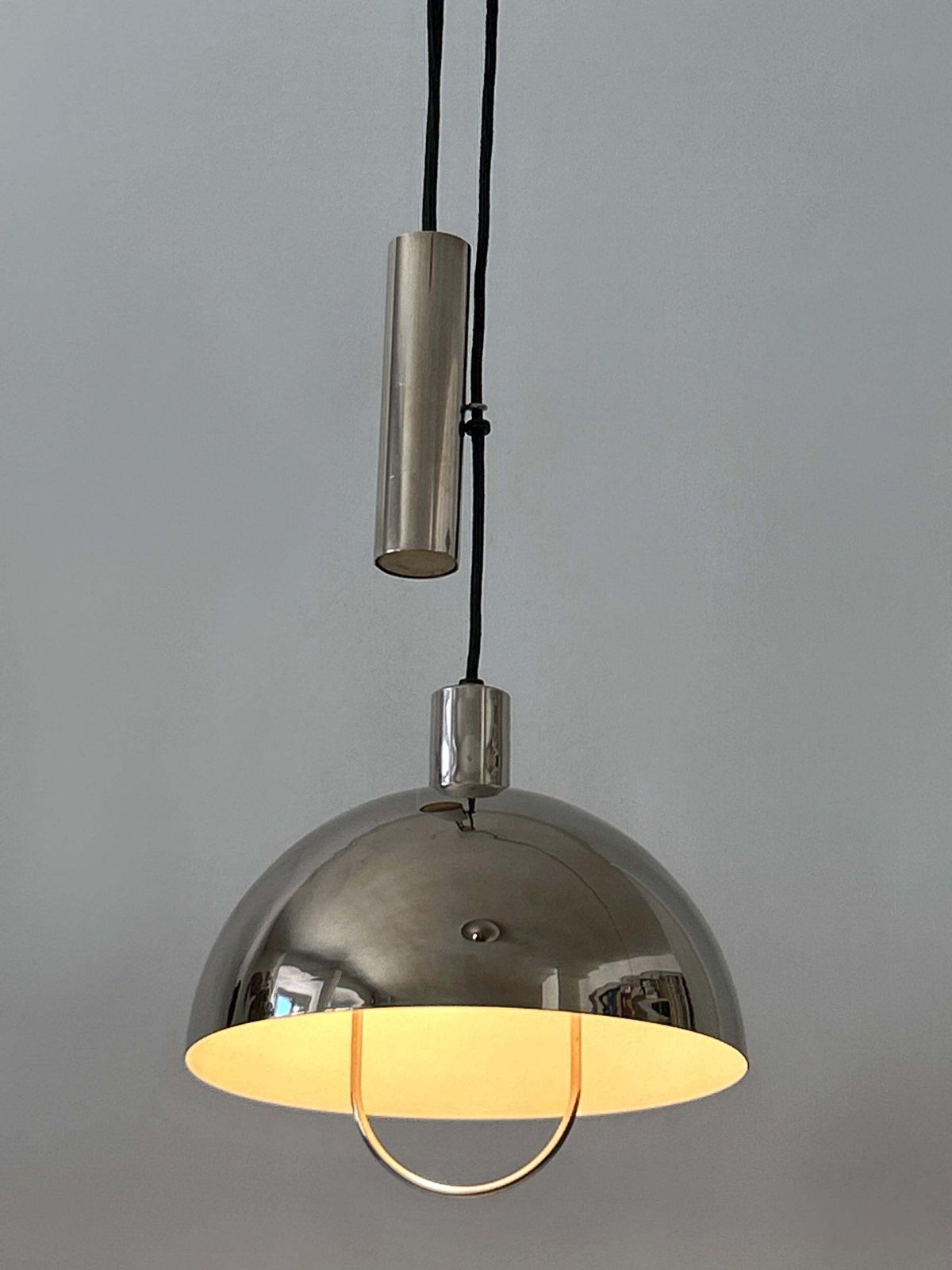 photo vintage Early Tecnolumen Pulley Pendant Lamp Bauhaus Hmb 25/300 By Marianne Brandt 1980s