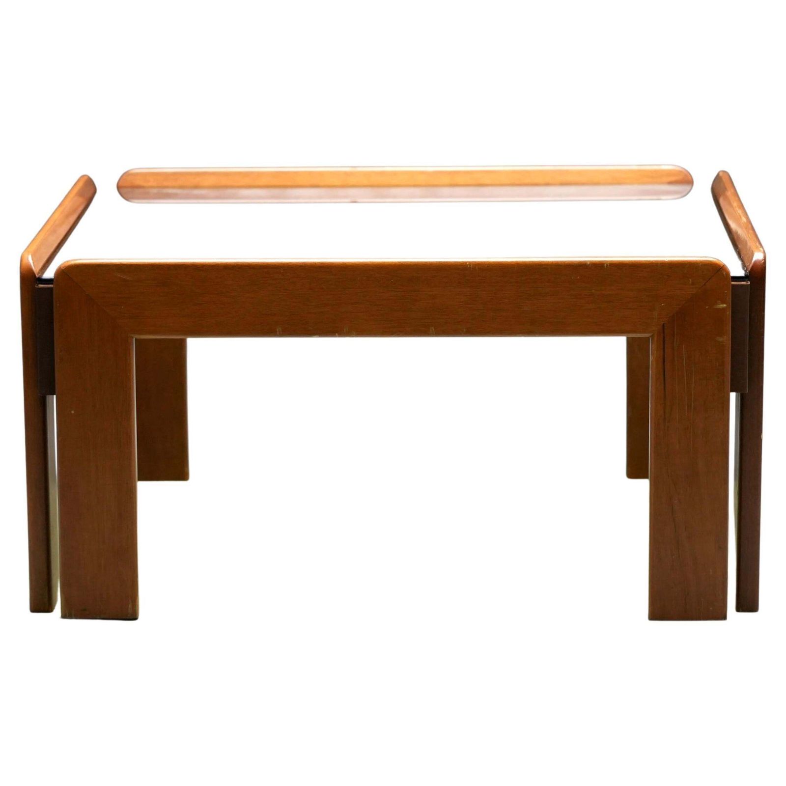 Afra And Tobia Scarpa Coffee Table In Walnut And Glass, Italy, 1960's