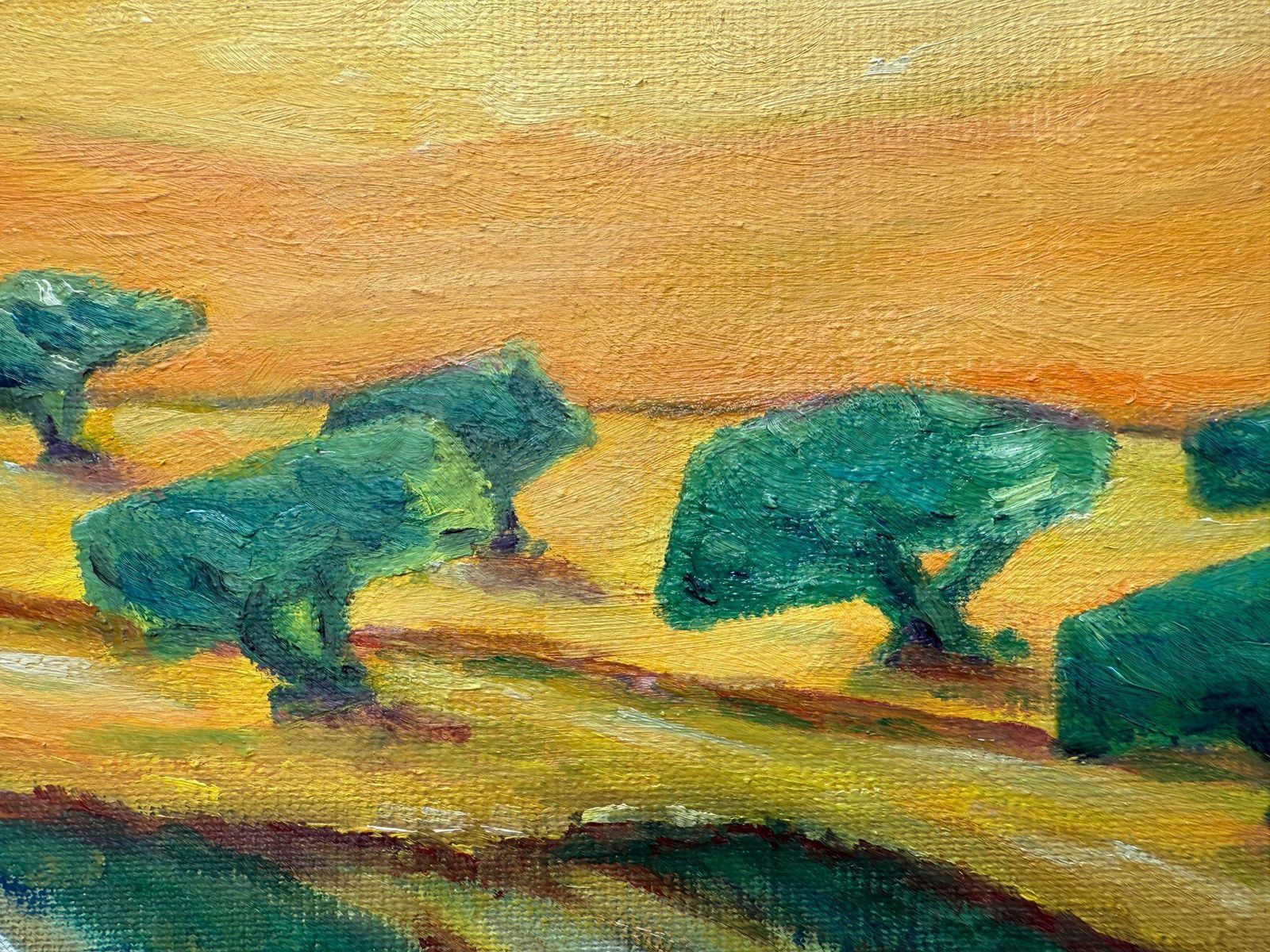 Bernadette Van Baarsen Green & Yellow Provençal Landscape In Oil On Canvas. 'Range De Rolle'.2023 photo buy