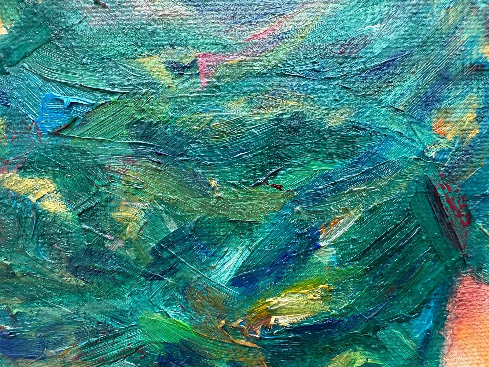 Bernadette Van Baarsen Green & Yellow Provençal Landscape In Oil On Canvas. 'Range De Rolle'.2023 photo vintage