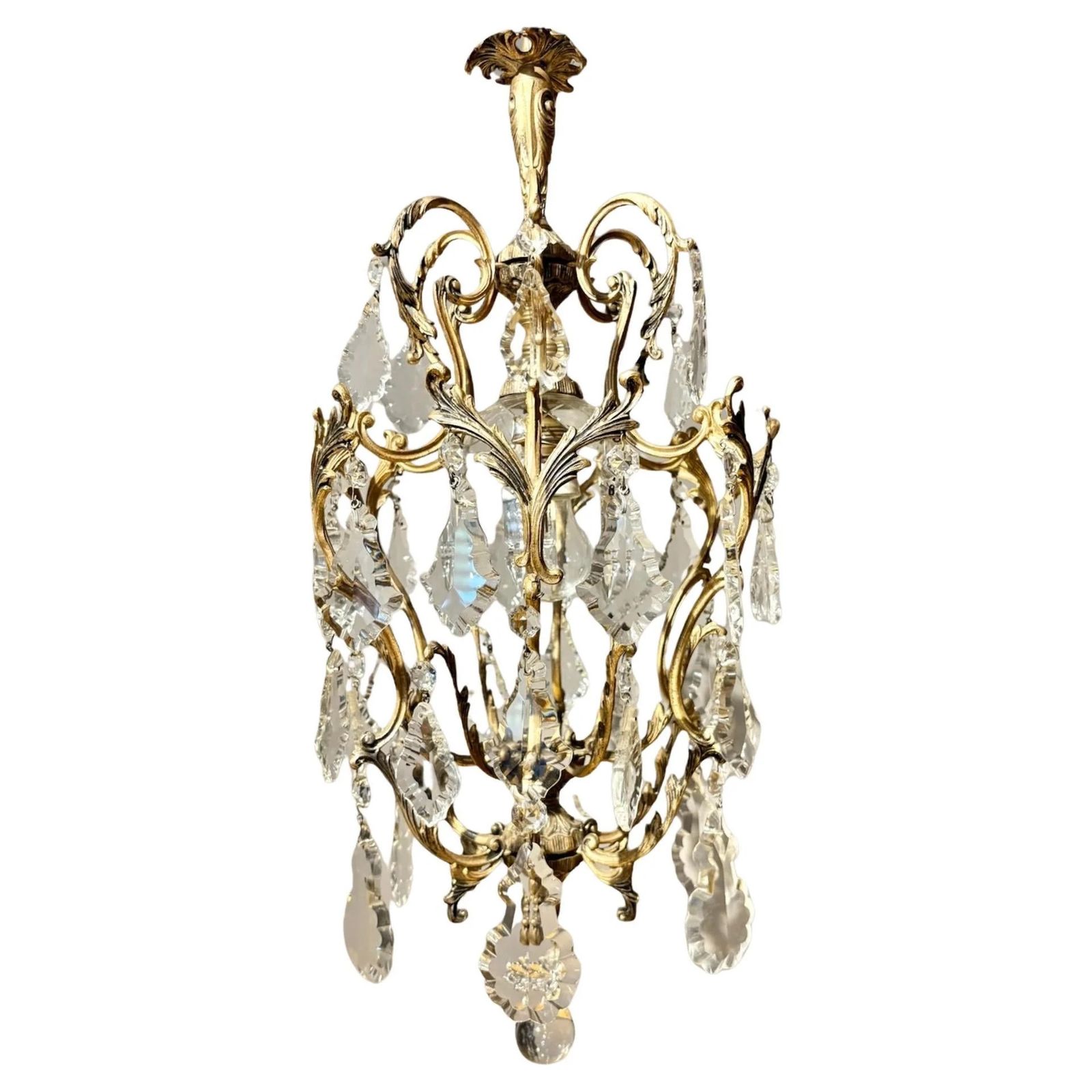Italian Florentine "Birdcage" Crystal Chandelier