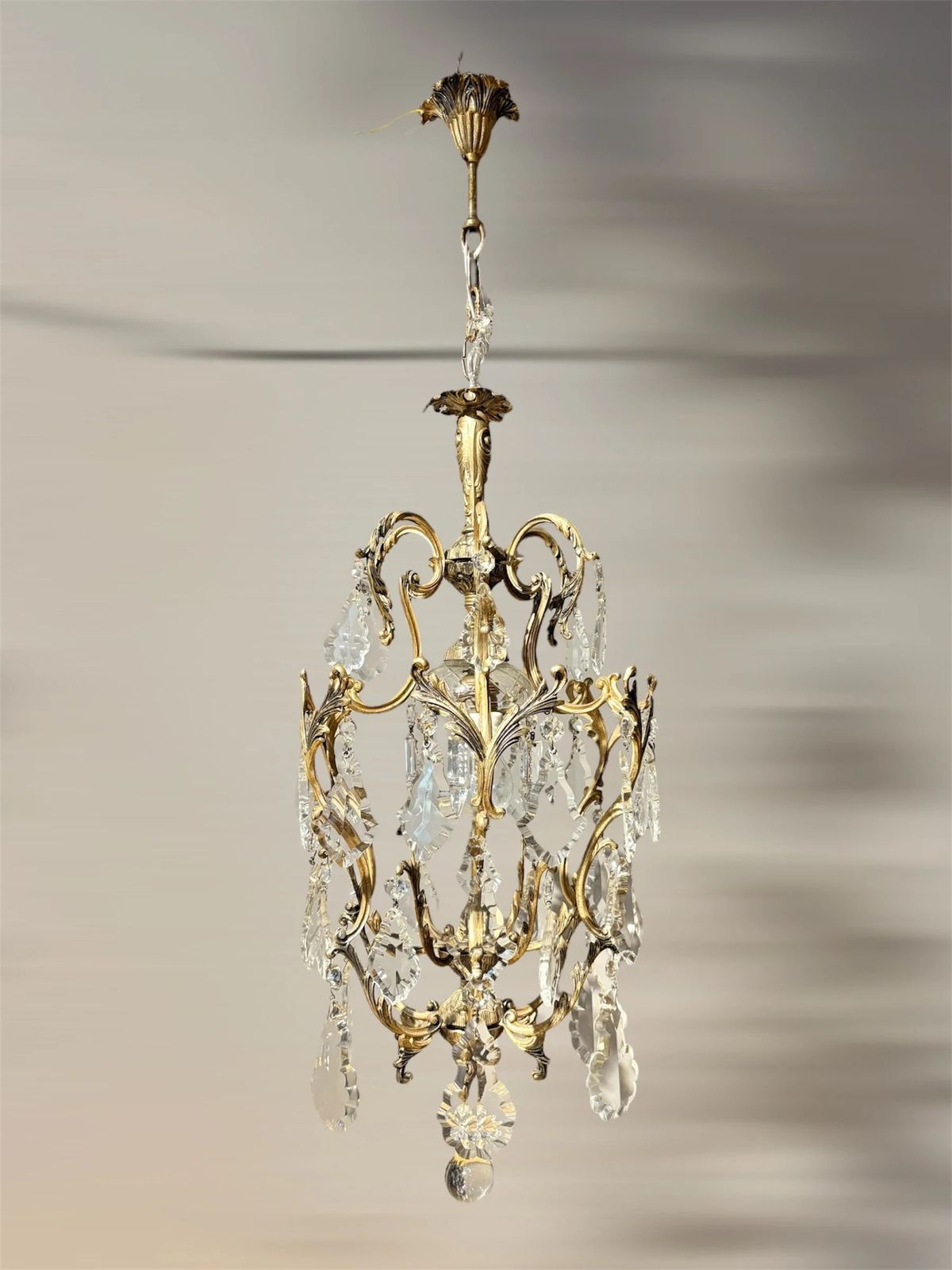 Italian Florentine "Birdcage" Crystal Chandelier photo for sale
