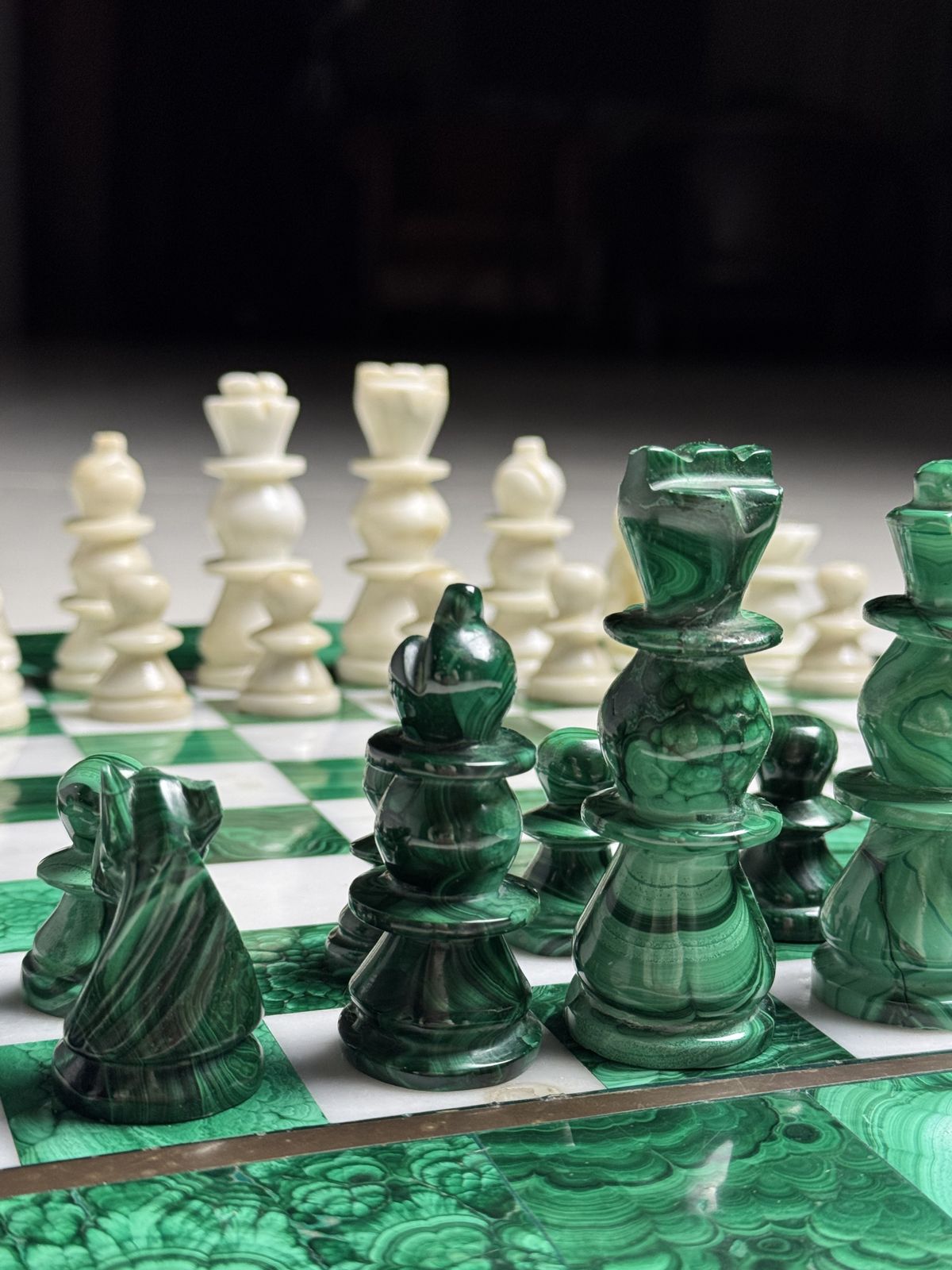 Malachite Chess Set 1960 Congo photo for sale