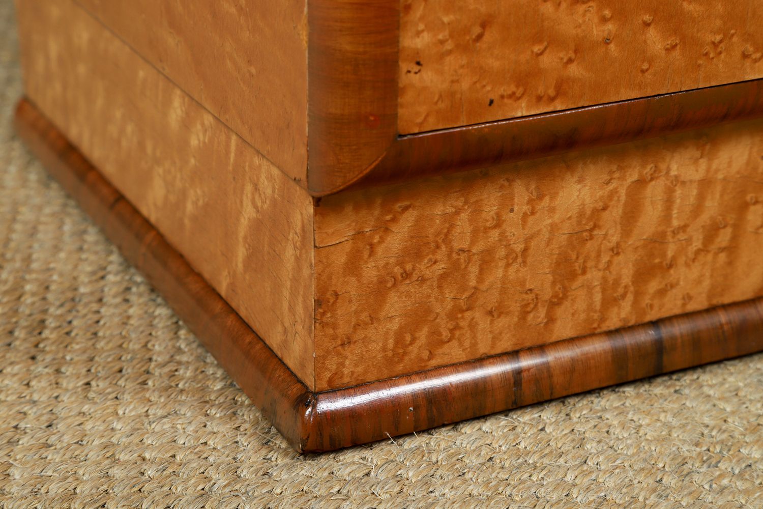 photo buy English Pair Of Art Deco Birds Eye Maple & Walnut Bedsides Cupboards Chests Cabinets Tables Nightstands (Circa 1930)