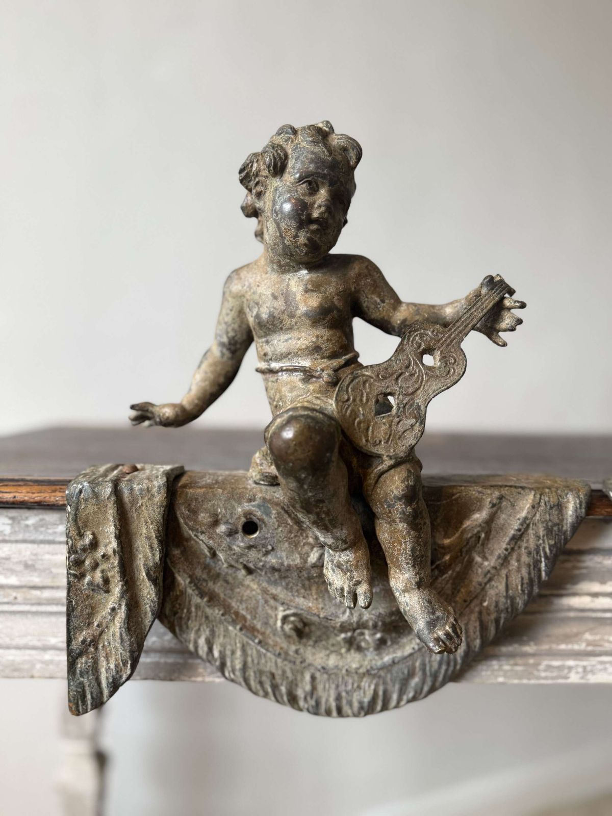 Pair Of 19th Century Patinated Putti photo Art