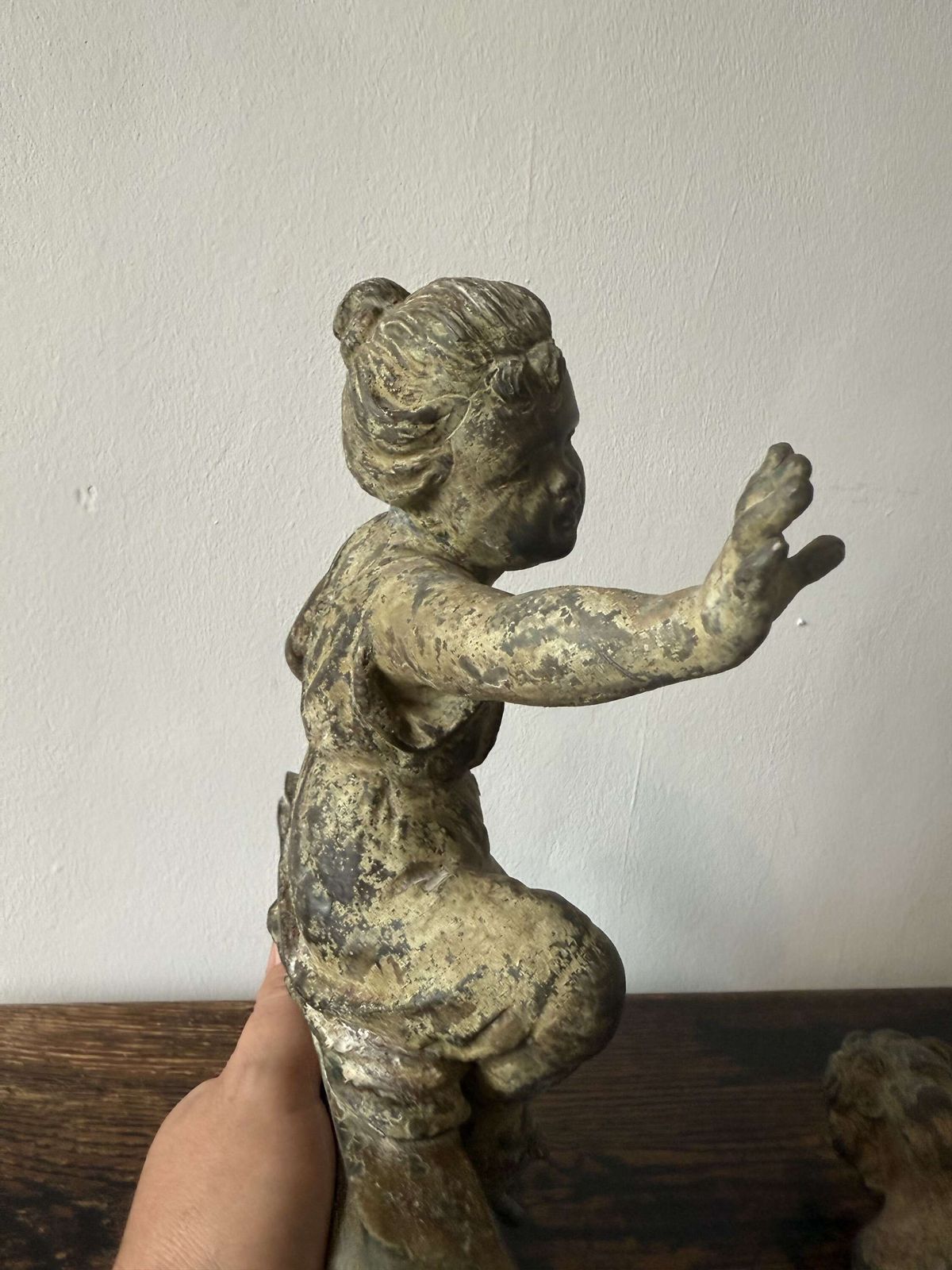 Pair Of 19th Century Patinated Putti photo vintage