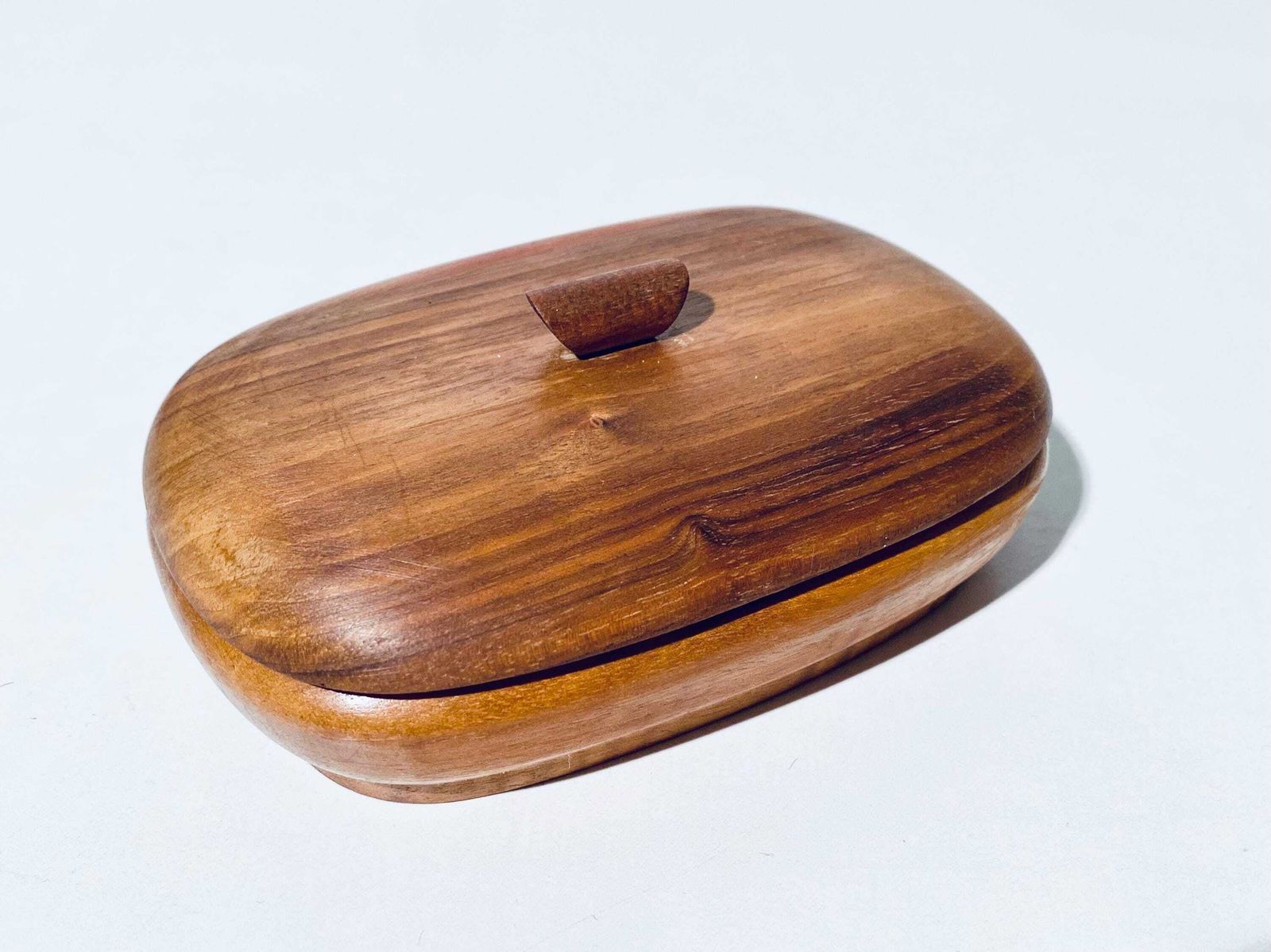 Mid Centurymid Century Teak Wooden Jewelry Box With Lid / 1950s 1960s Design